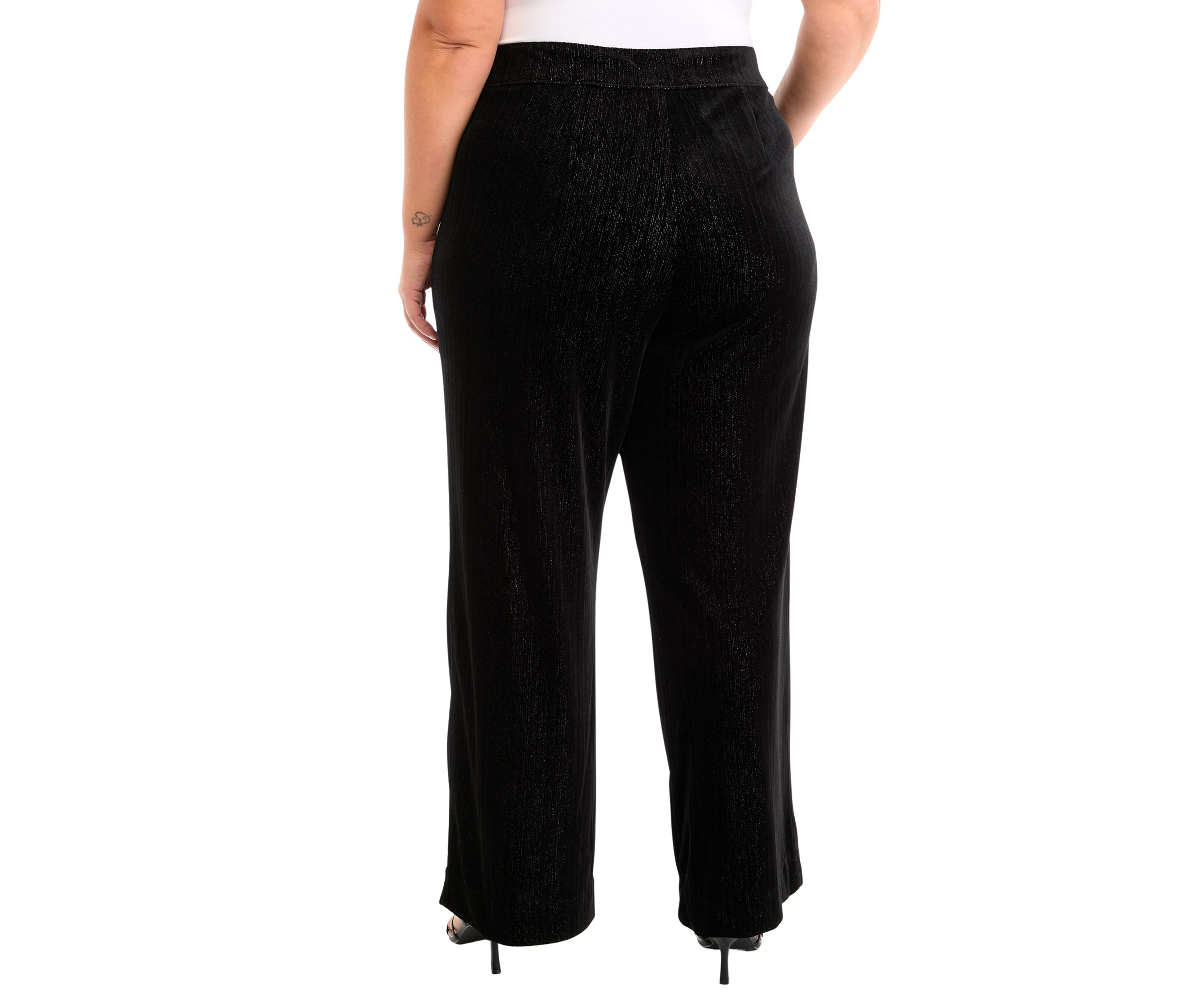 Plus Size Shape Effect Wide Leg Velvet Pants