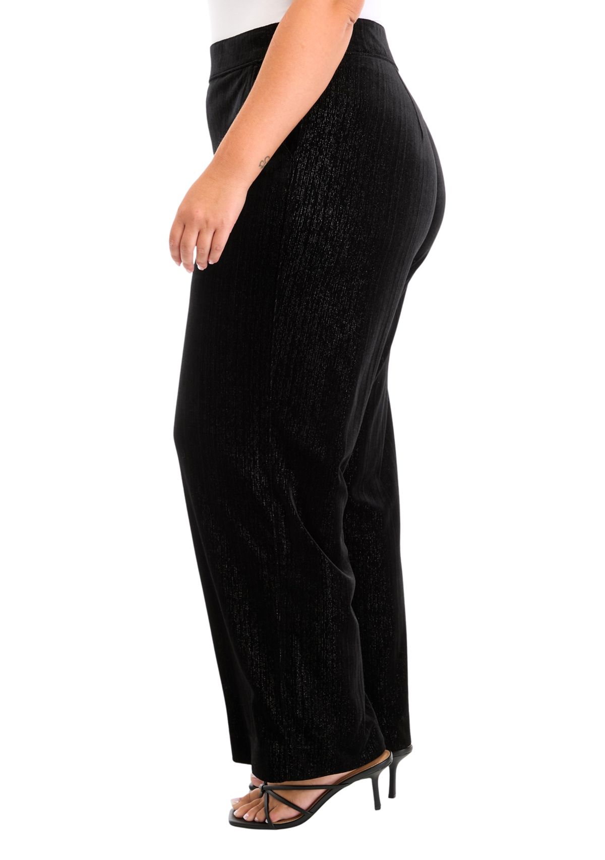 Plus Size Shape Effect Wide Leg Velvet Pants