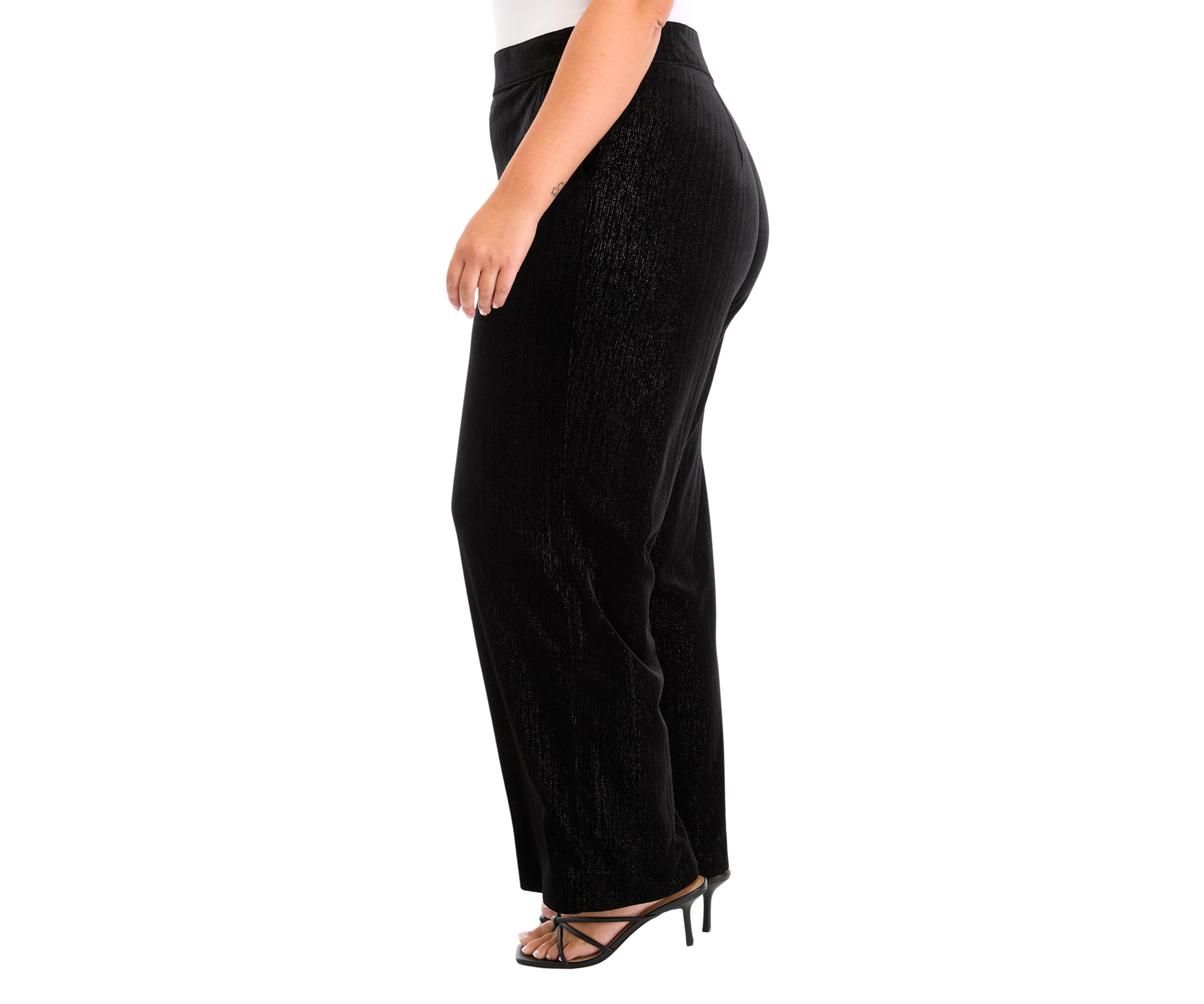 Plus Size Shape Effect Wide Leg Velvet Pants