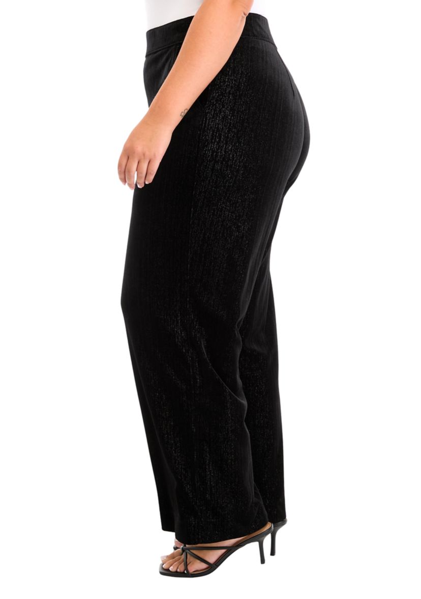 Plus Size Shape Effect Wide Leg Velvet Pants