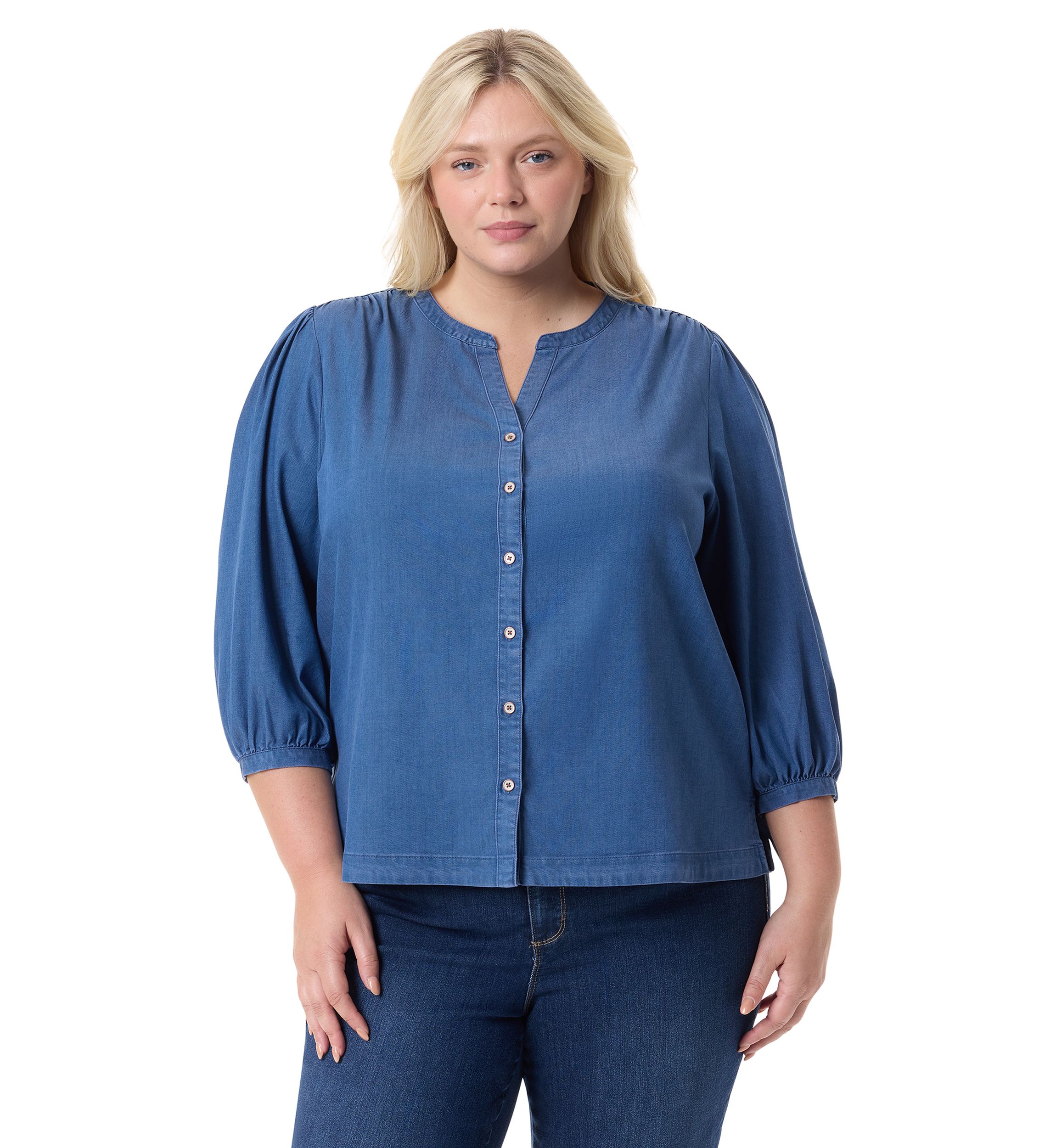 Plus Size Button Down Woven Blouse