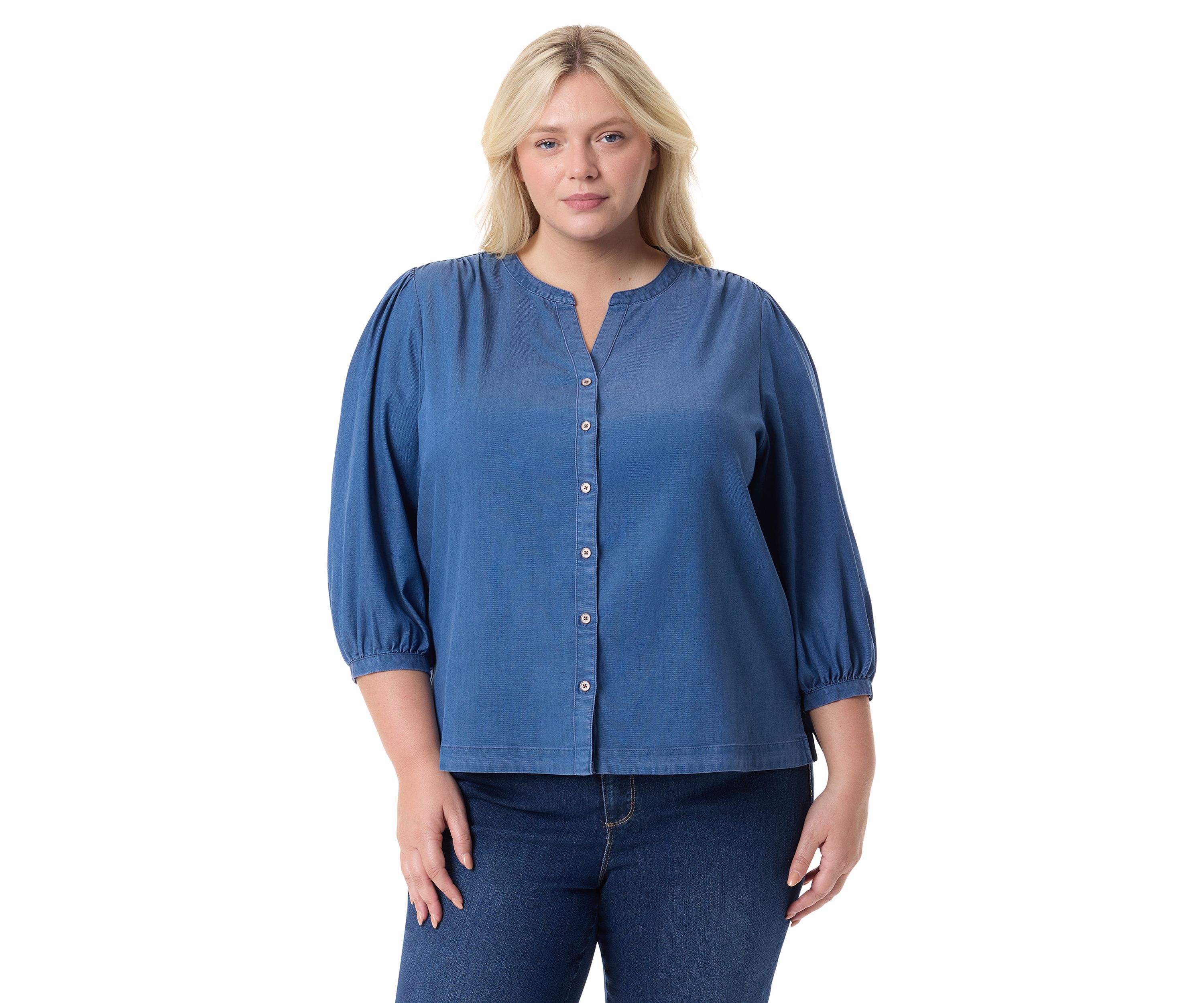 Plus Size Button Down Woven Blouse
