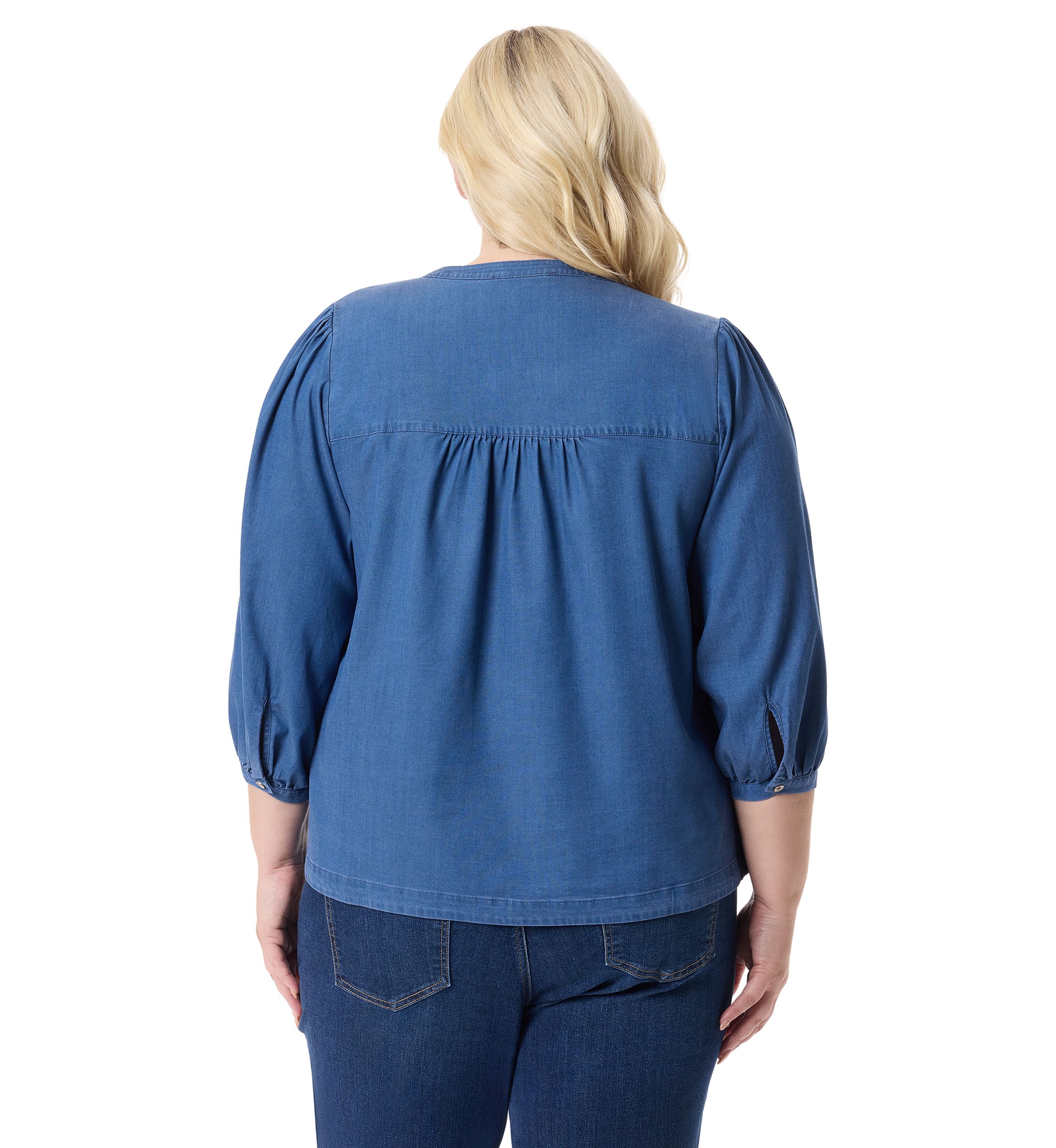 Plus Size Button Down Woven Blouse