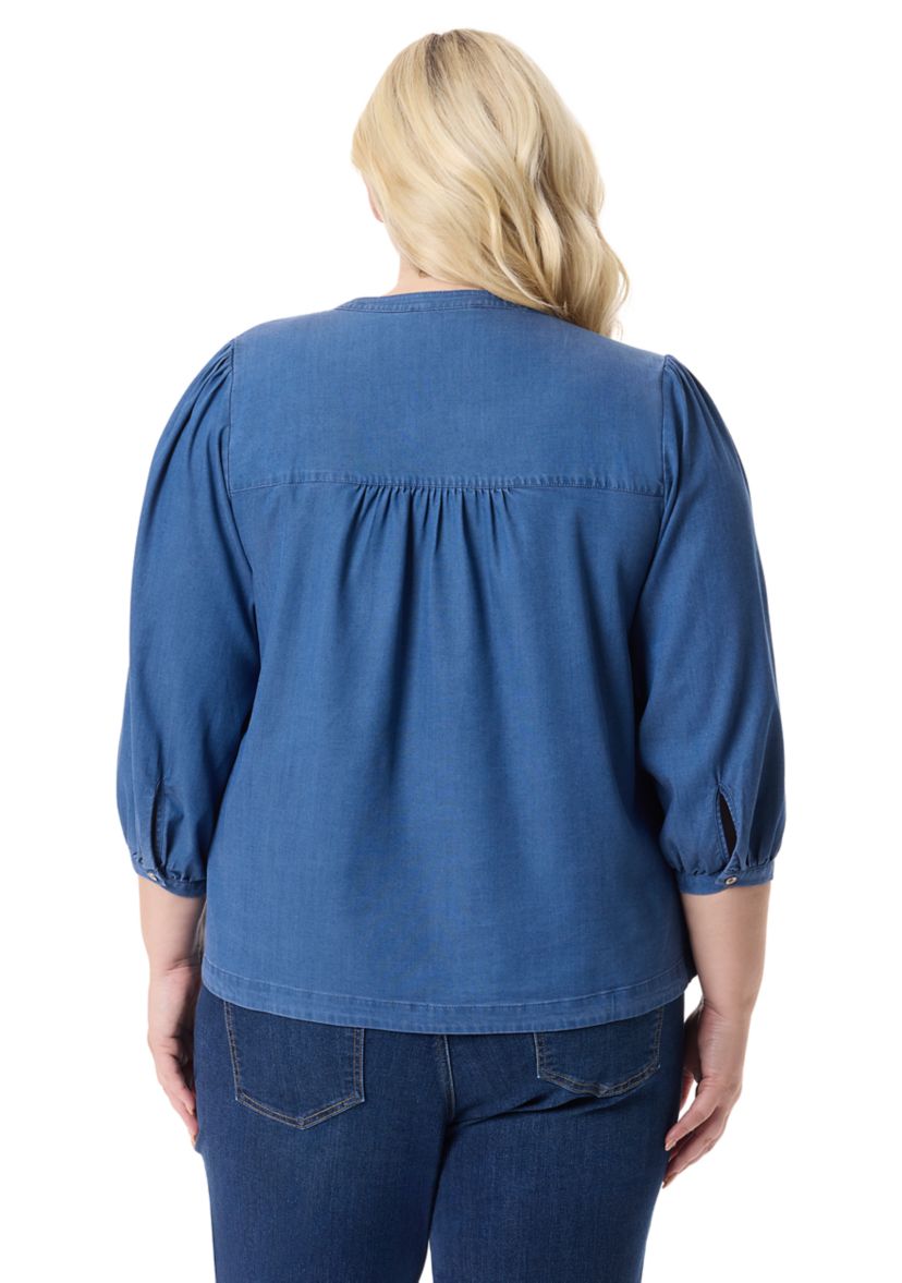 Plus Size Button Down Woven Blouse