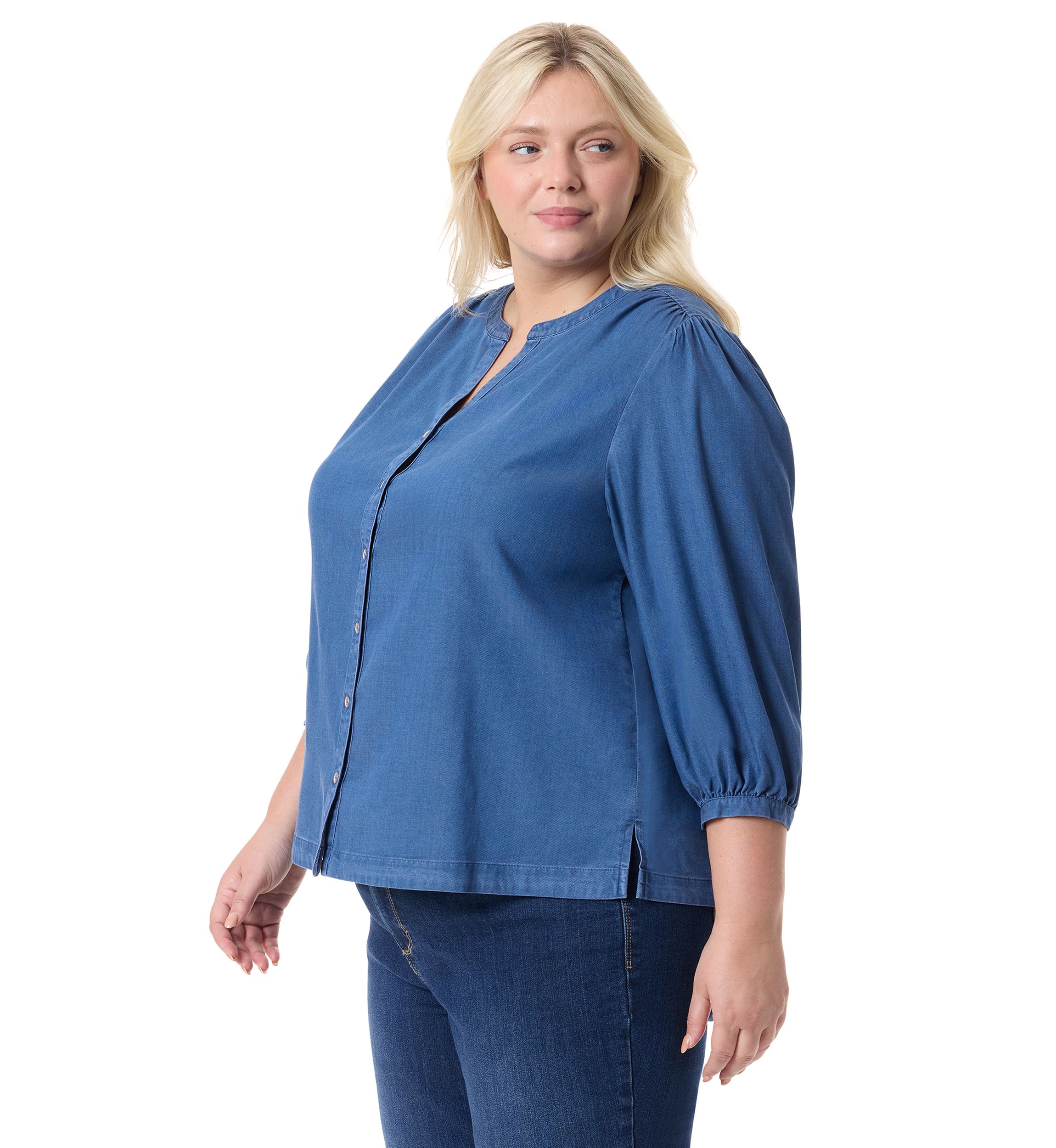 Plus Size Button Down Woven Blouse