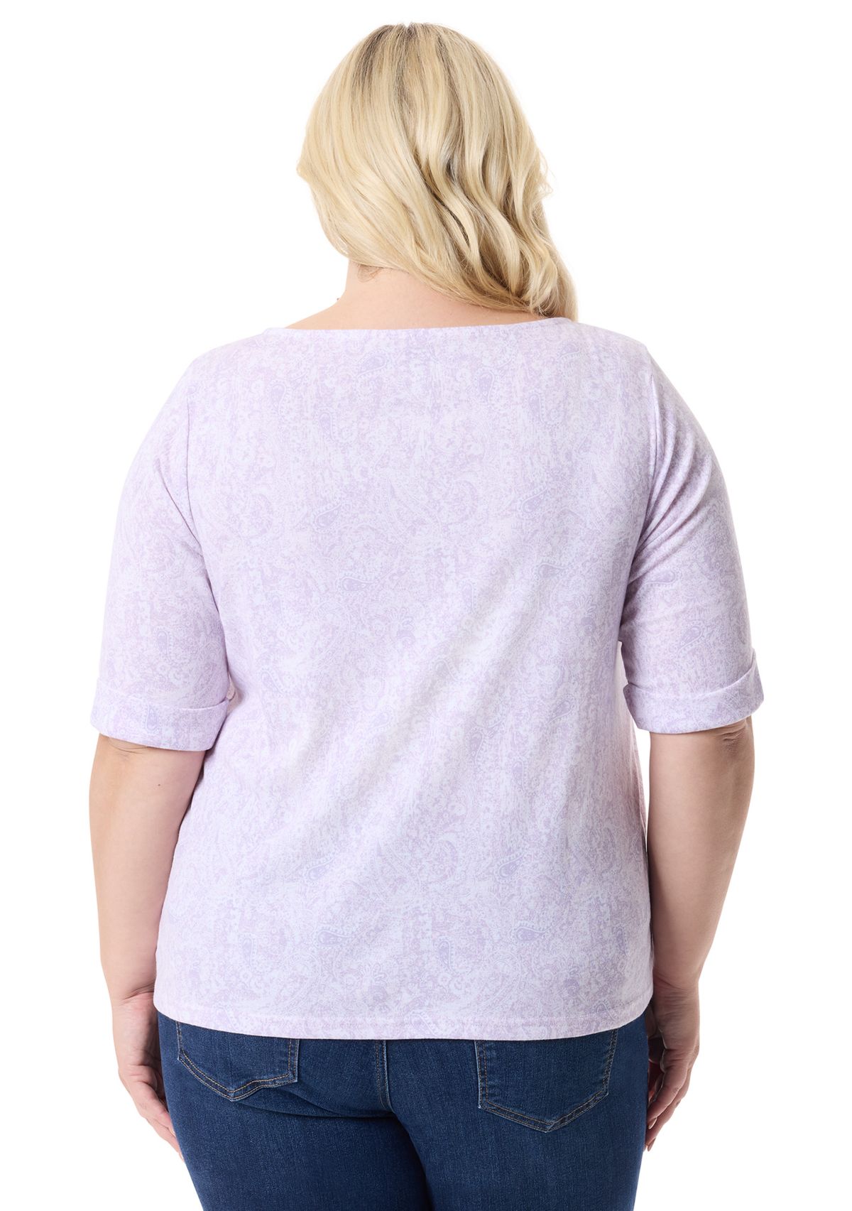 Plus Size Knit Printed Top