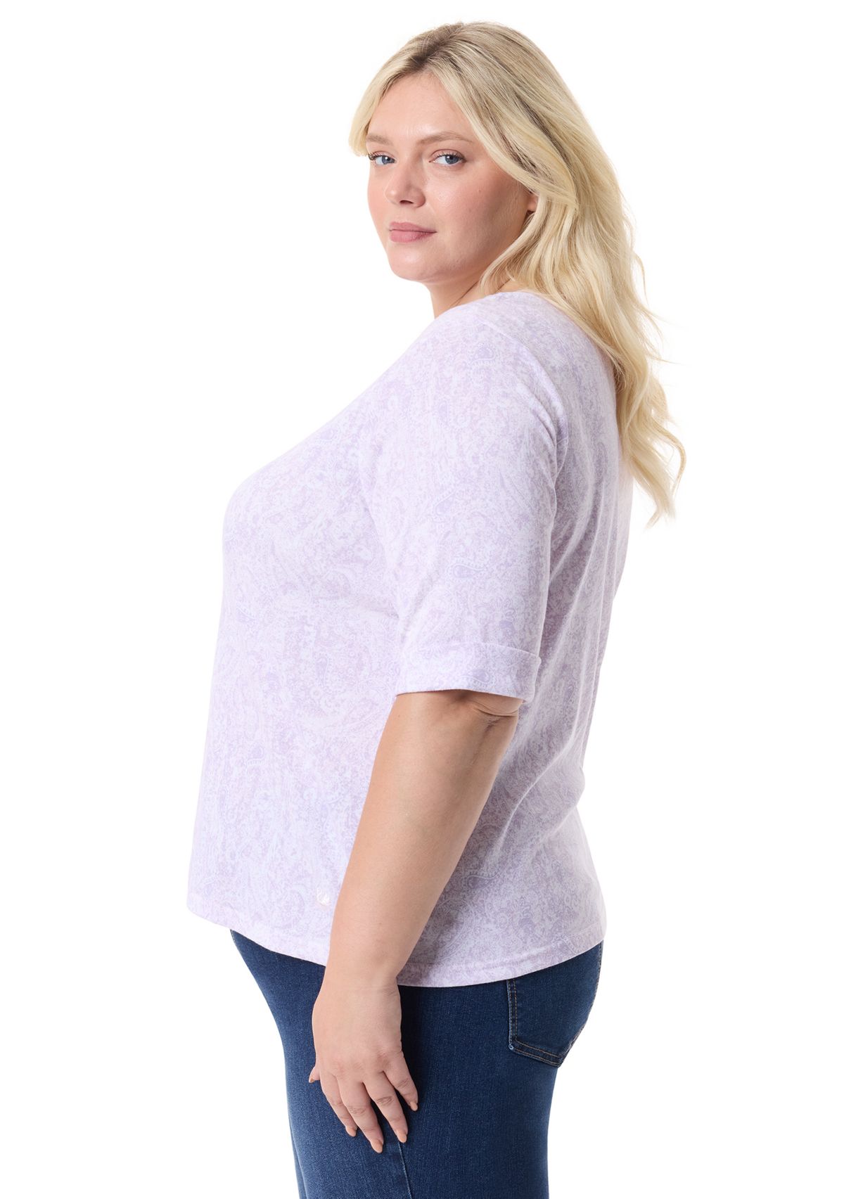 Plus Size Knit Printed Top