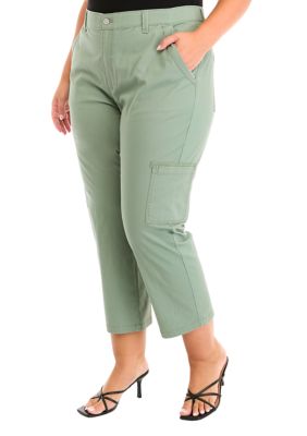 Gloria Vanderbilt Women's Plus Size Cargo Ankle Pants, Sage, 20W
