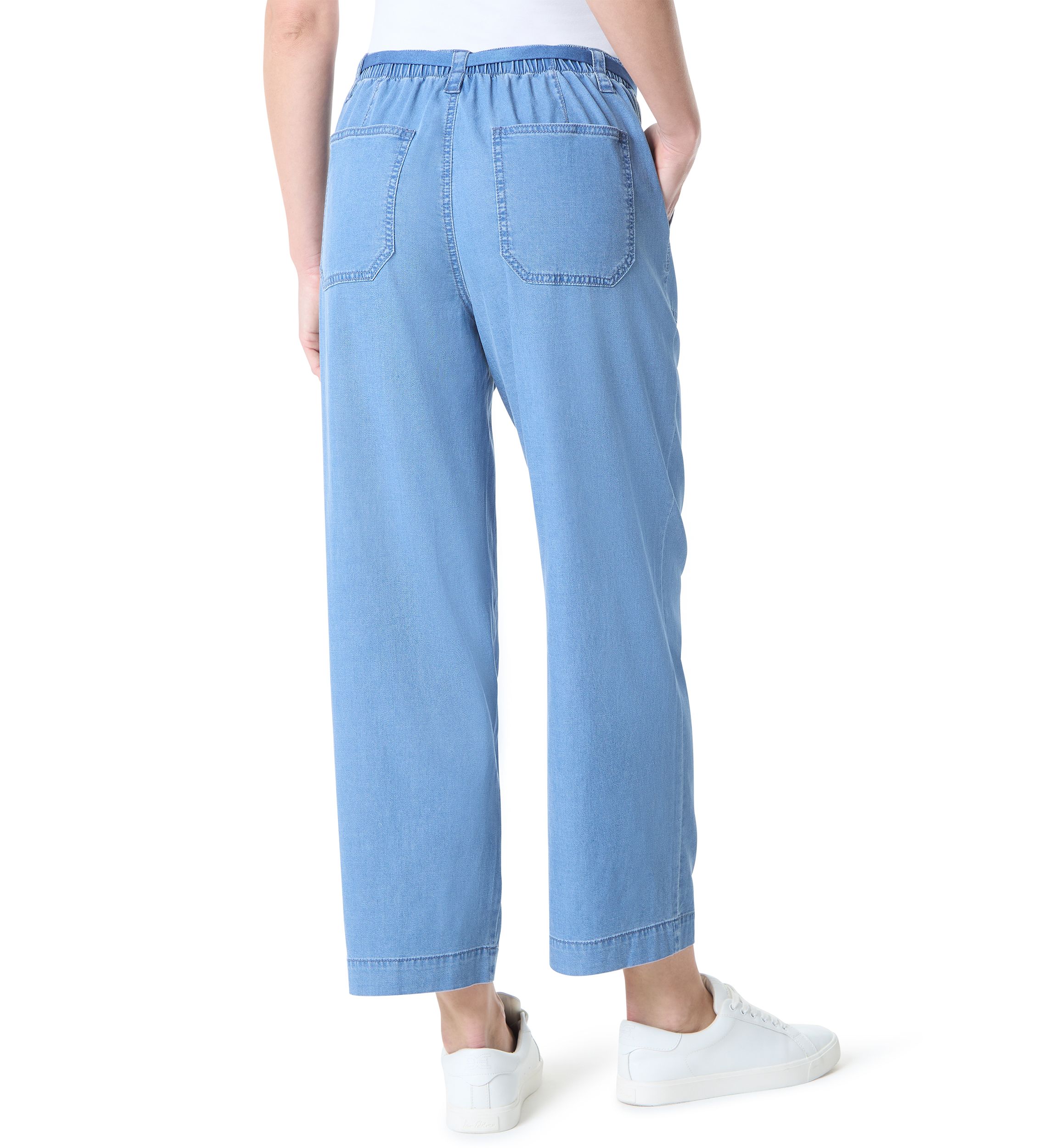 Womens Soft Fluid Straight Cropped Pants
