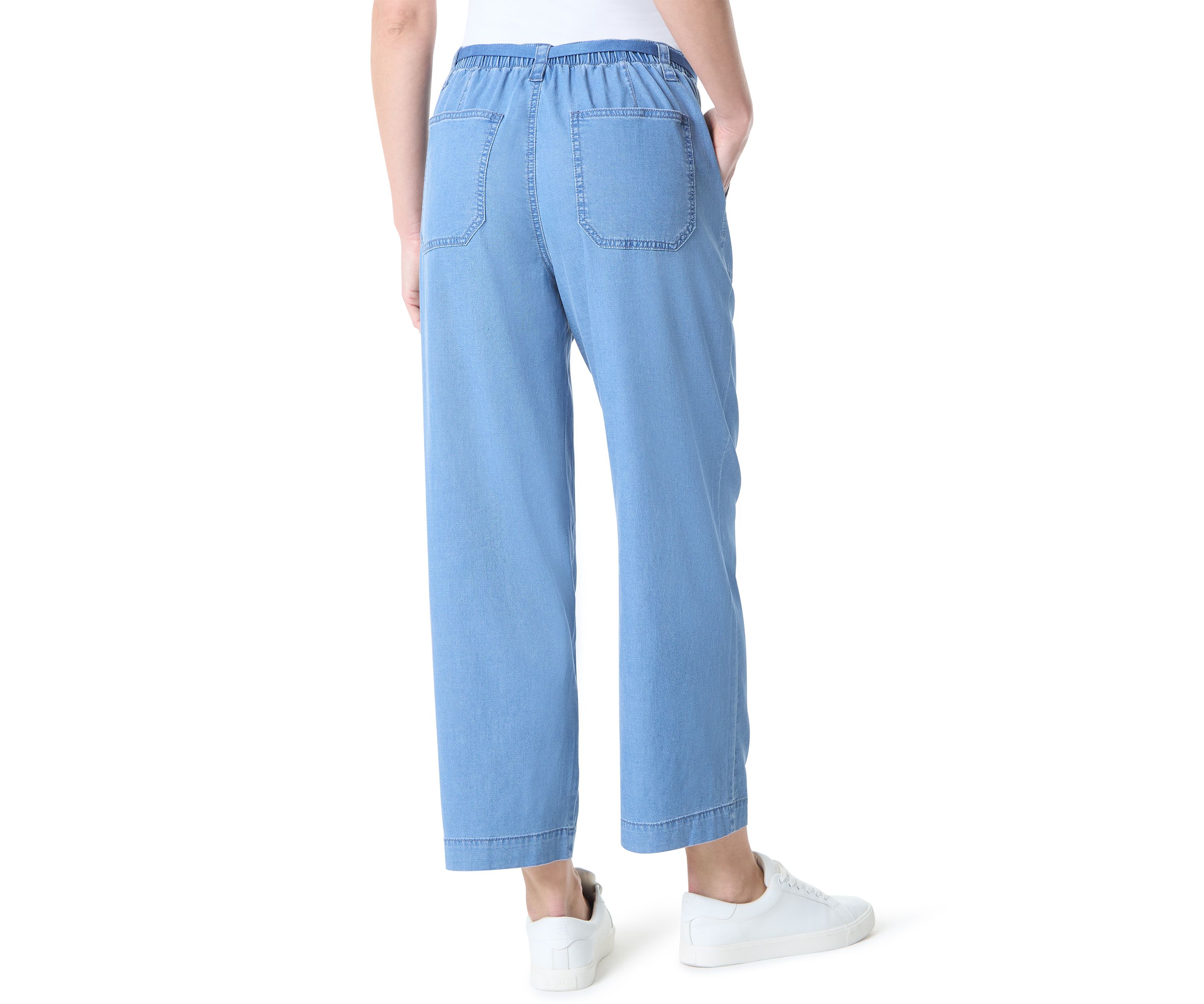 Womens Soft Fluid Straight Cropped Pants
