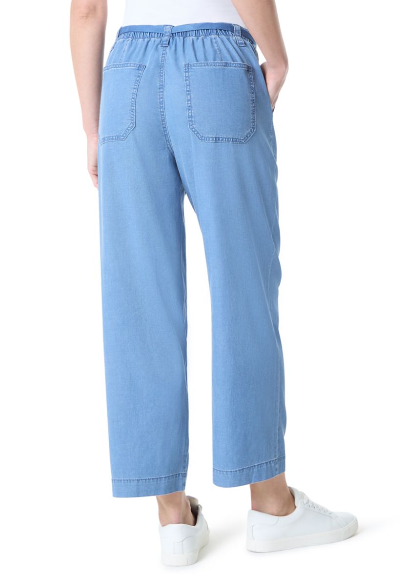 Womens Soft Fluid Straight Cropped Pants