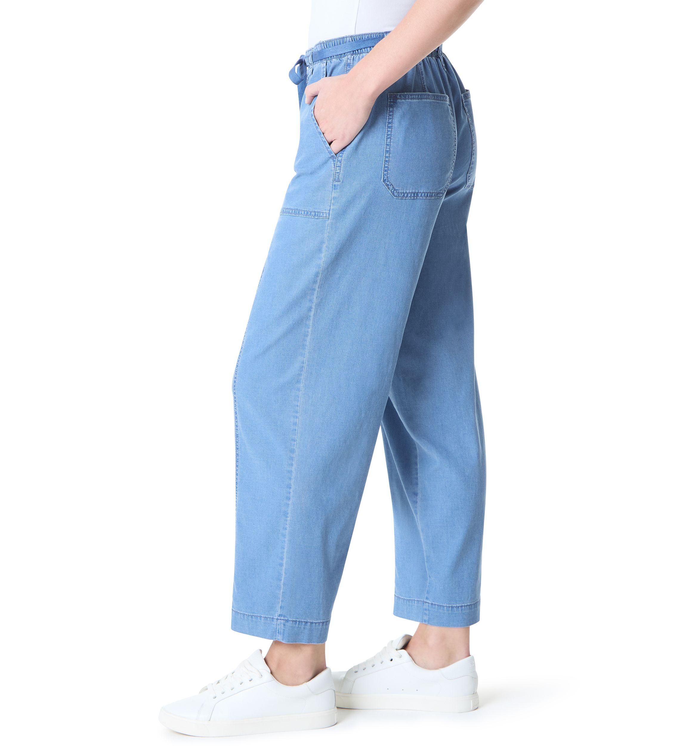 Womens Soft Fluid Straight Cropped Pants