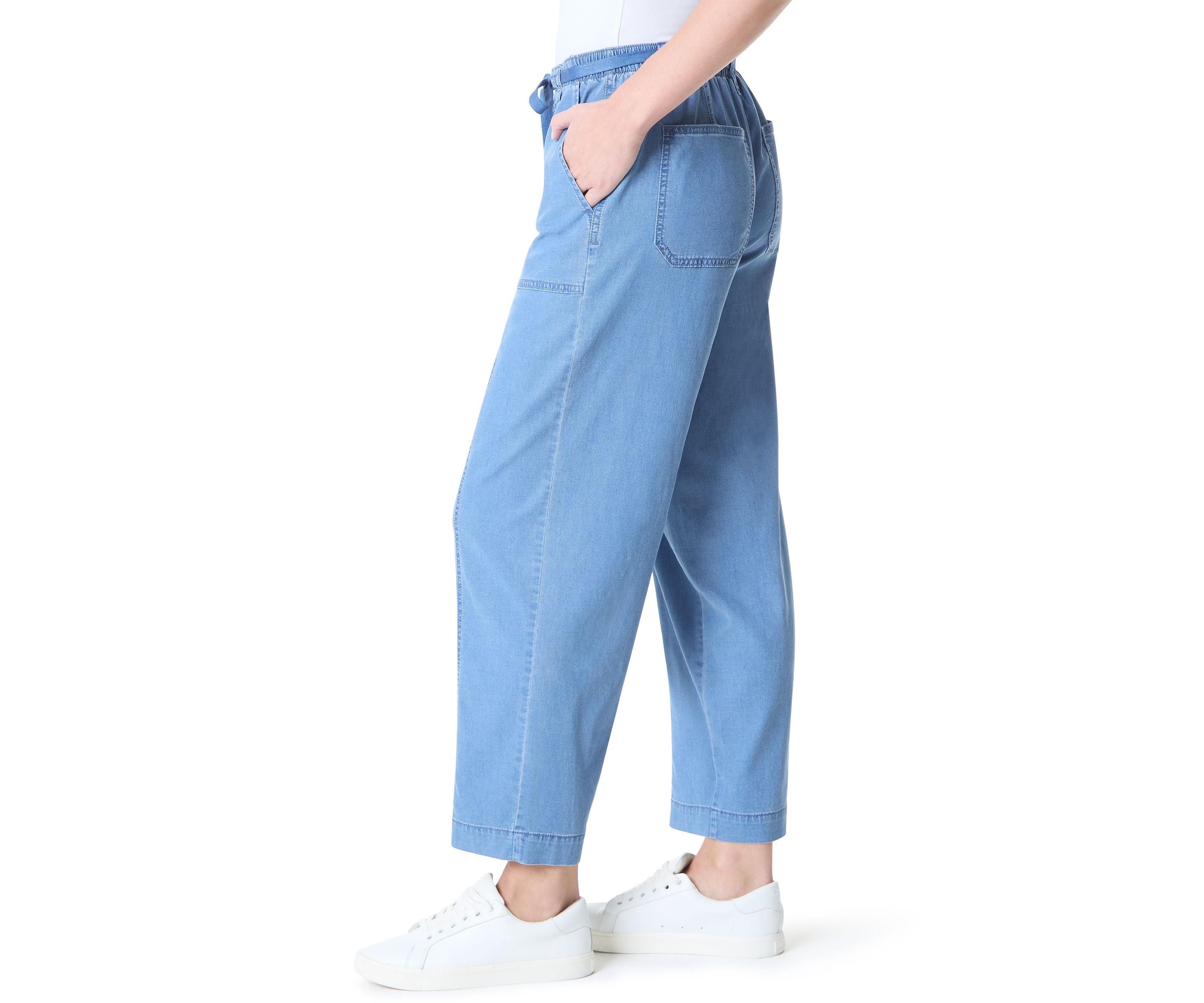 Womens Soft Fluid Straight Cropped Pants