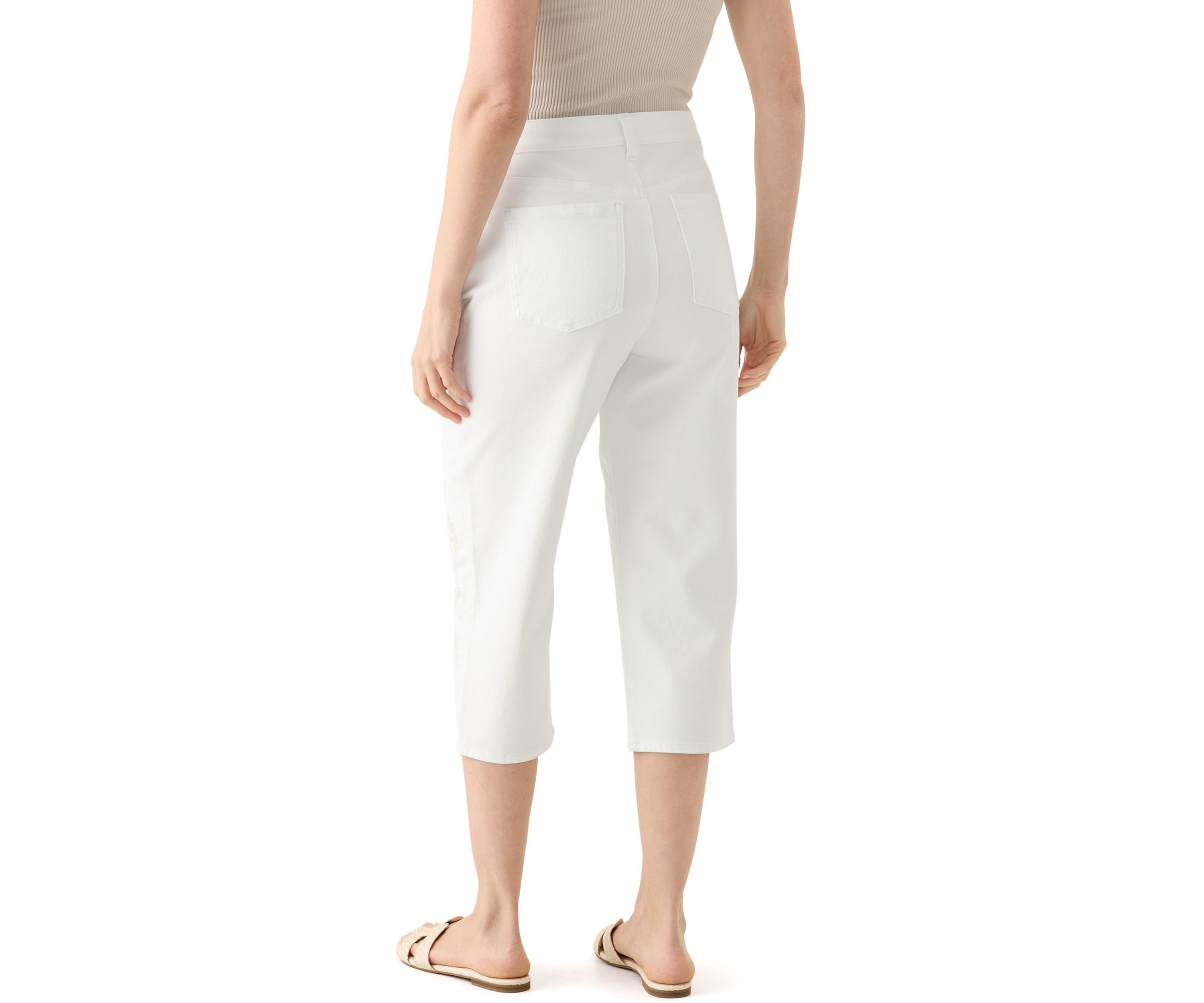 Womens Amanda Capri Jeans with Embroidery