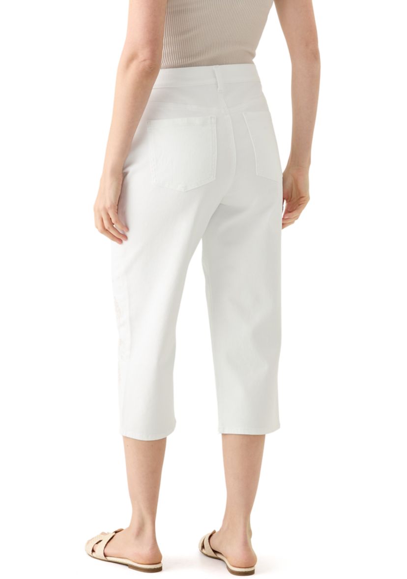 Womens Amanda Capri Jeans with Embroidery