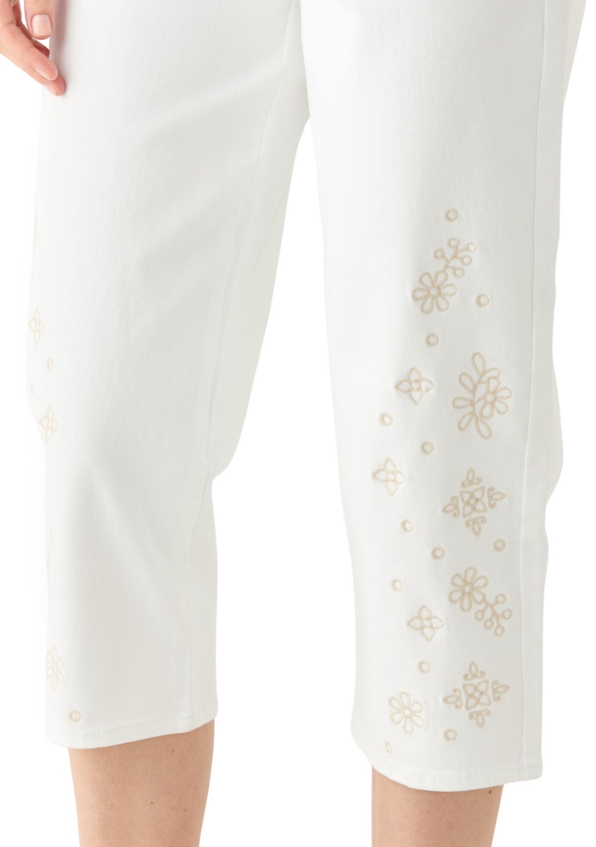 Womens Amanda Capri Jeans with Embroidery