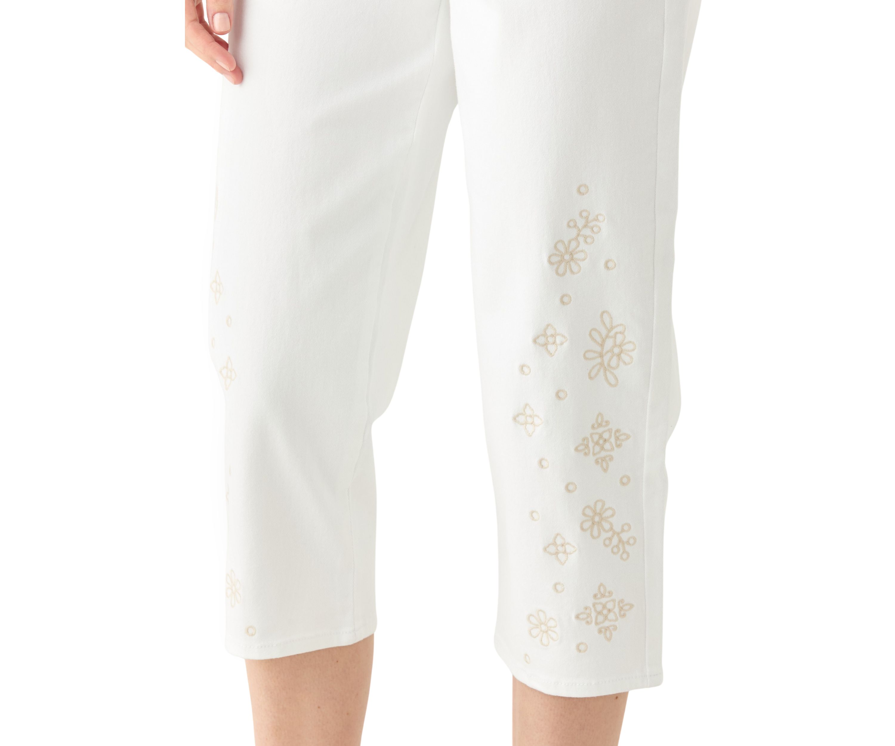 Womens Amanda Capri Jeans with Embroidery
