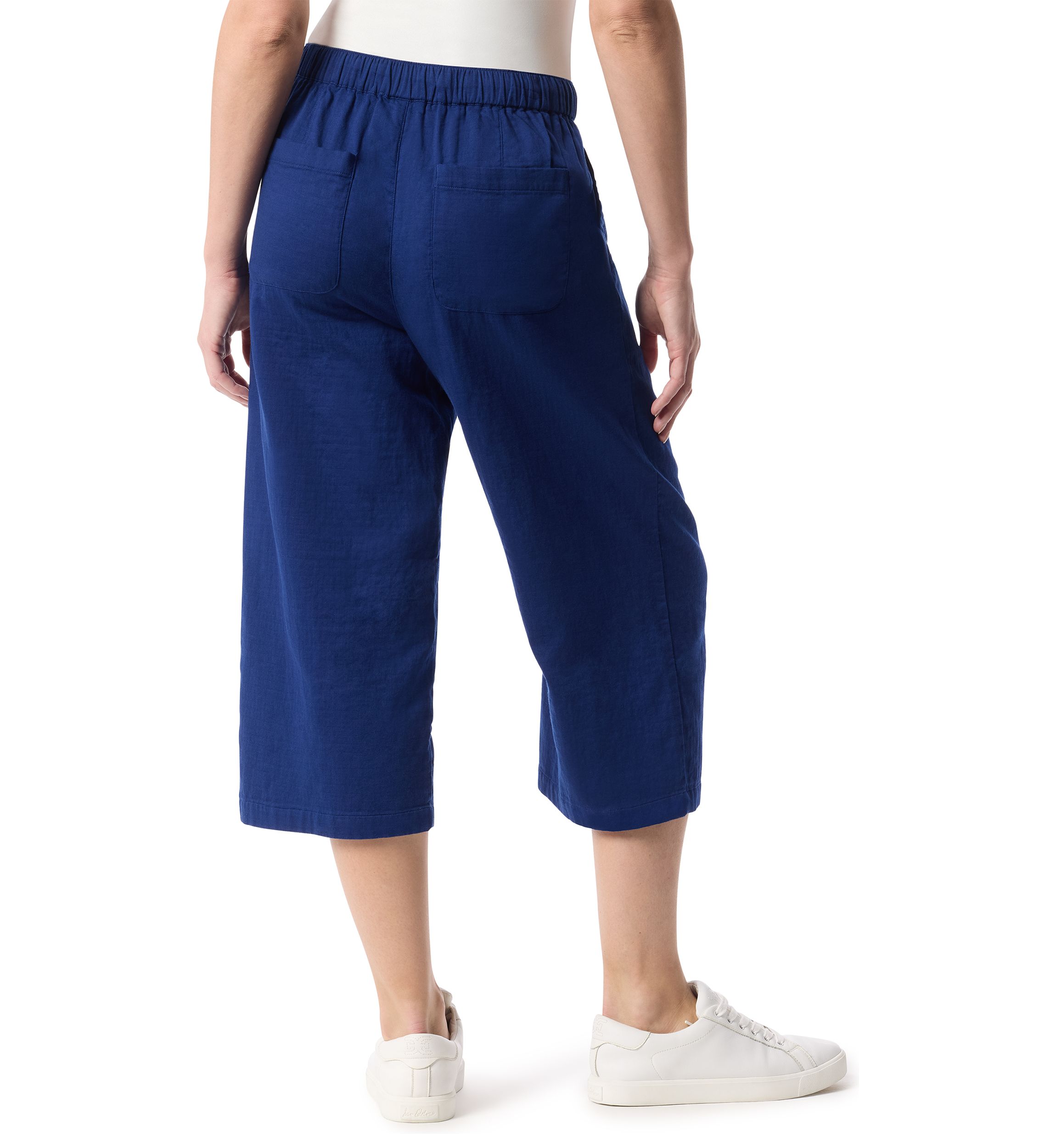 Petite Pull On Wide Leg Cropped Capri Pants