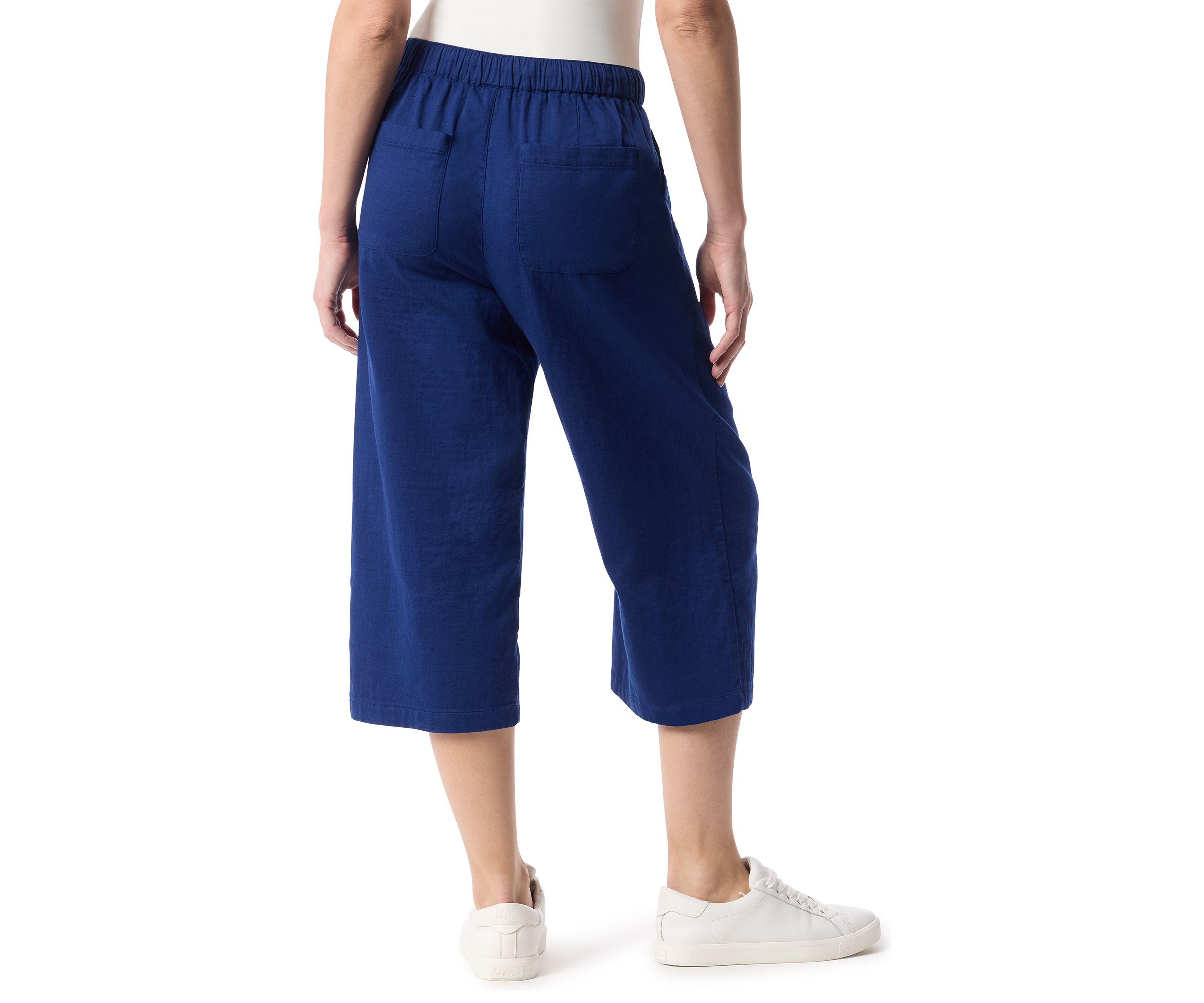 Petite Pull On Wide Leg Cropped Capri Pants