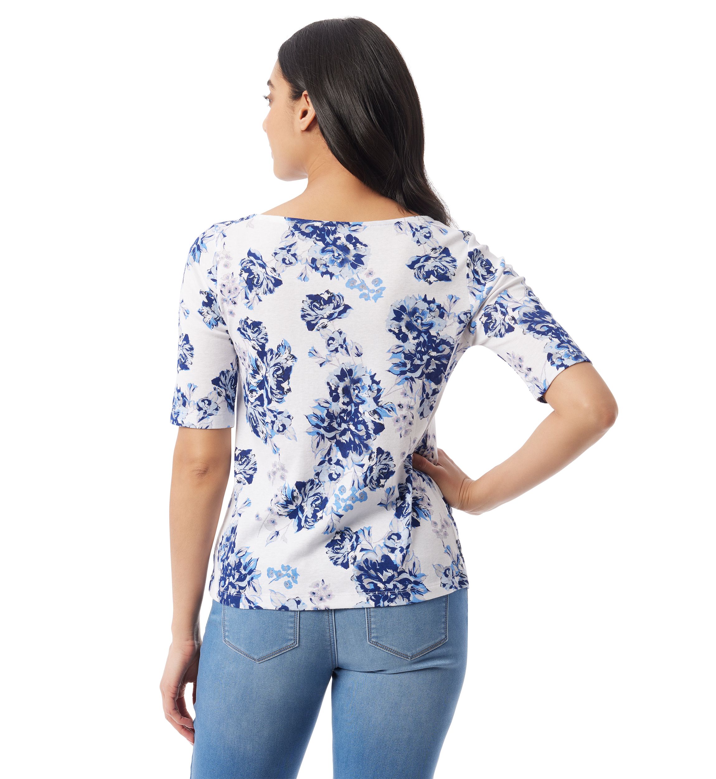 Petite Elbow Sleeve Printed Top 