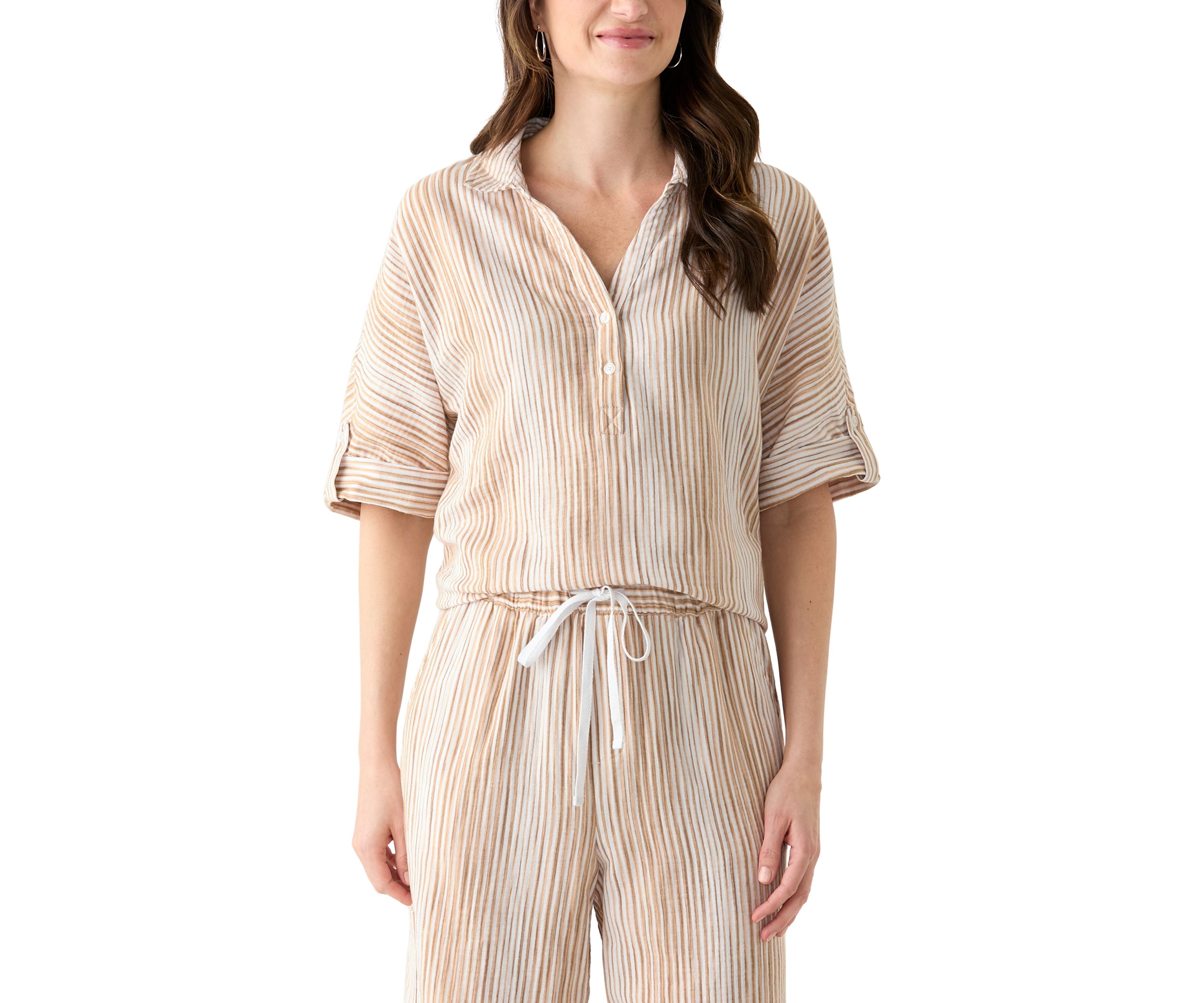 Womens Callista Crinkle Gauze Top