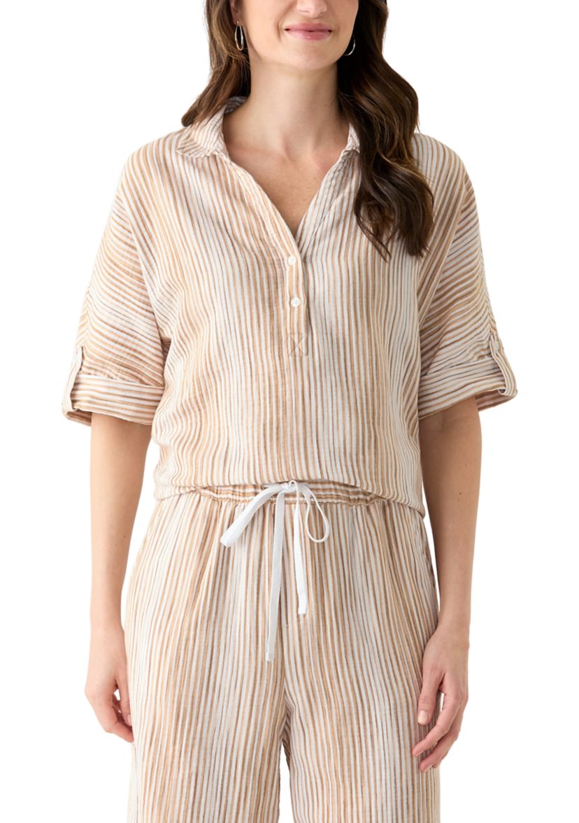 Womens Callista Crinkle Gauze Top