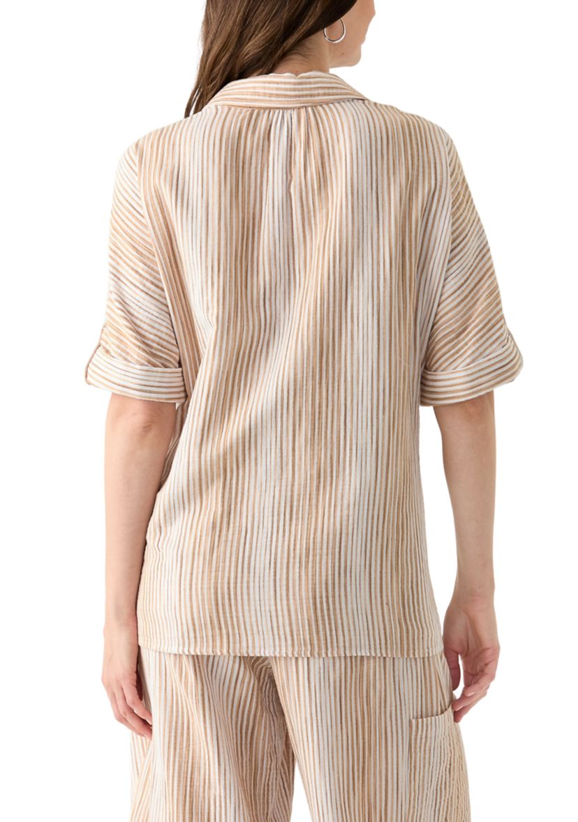 Womens Callista Crinkle Gauze Top