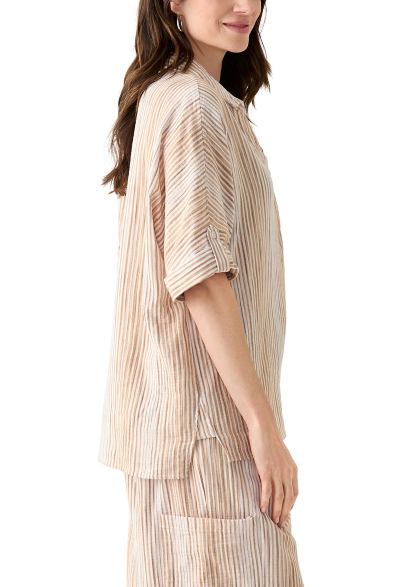 Womens Callista Crinkle Gauze Top