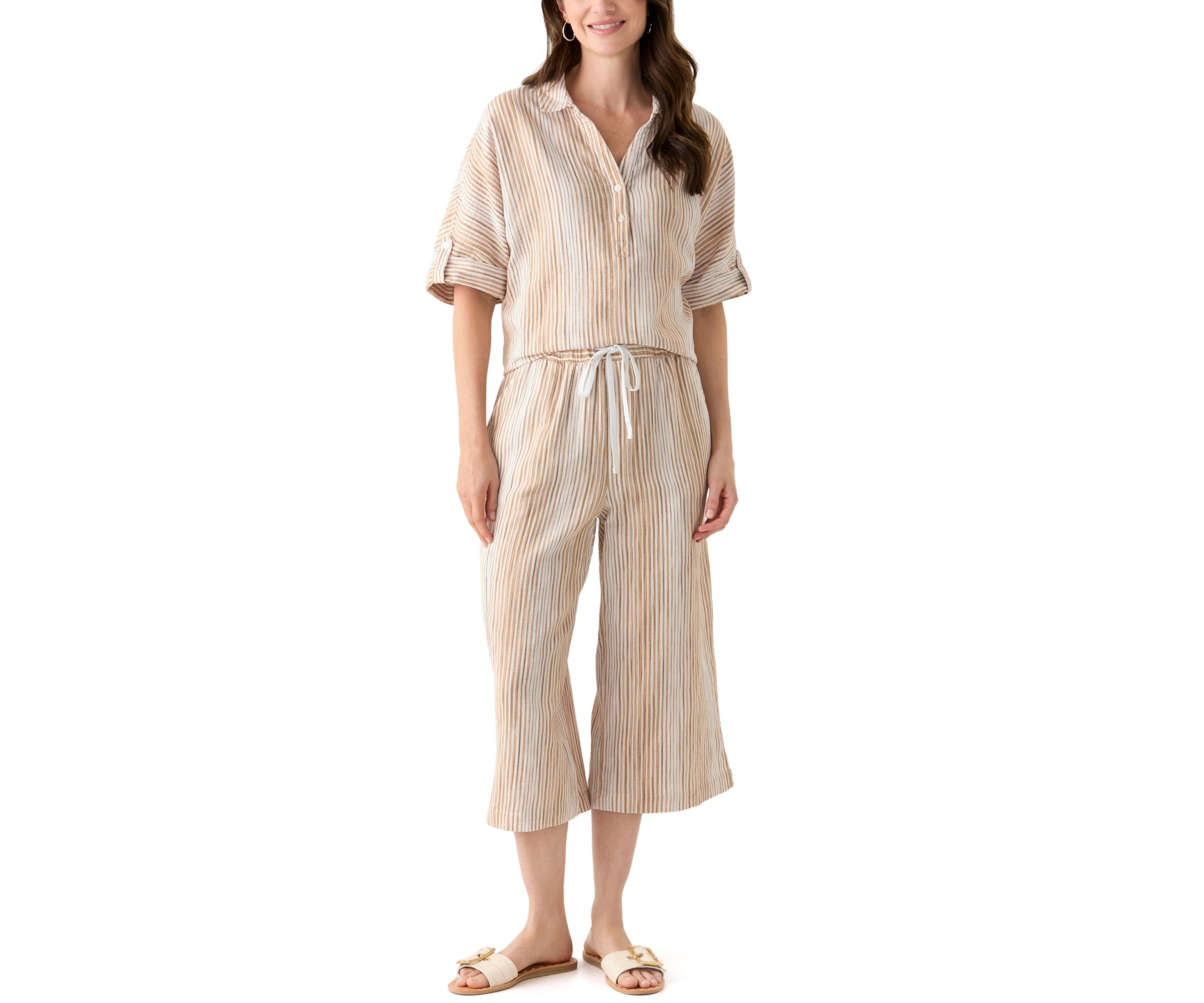 Womens Callista Crinkle Gauze Top