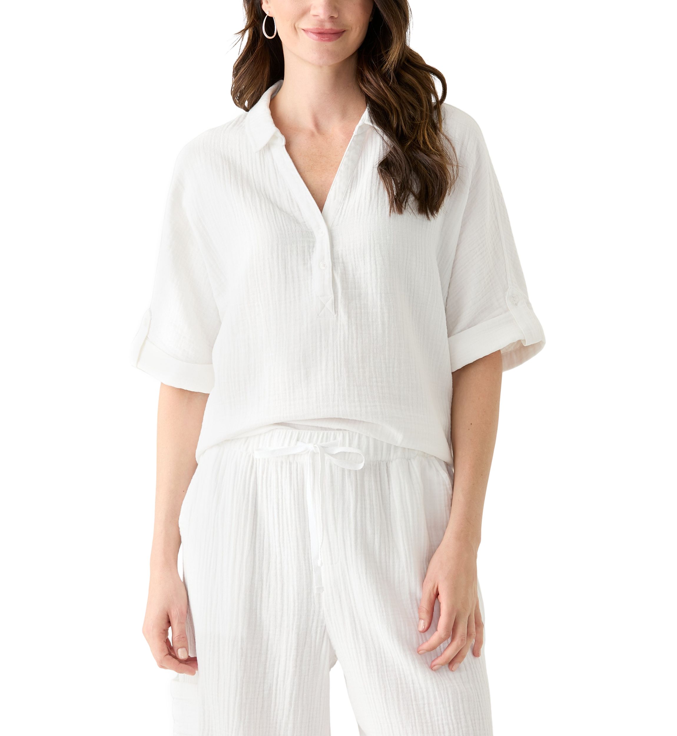 Womens Callista Crinkle Gauze Top