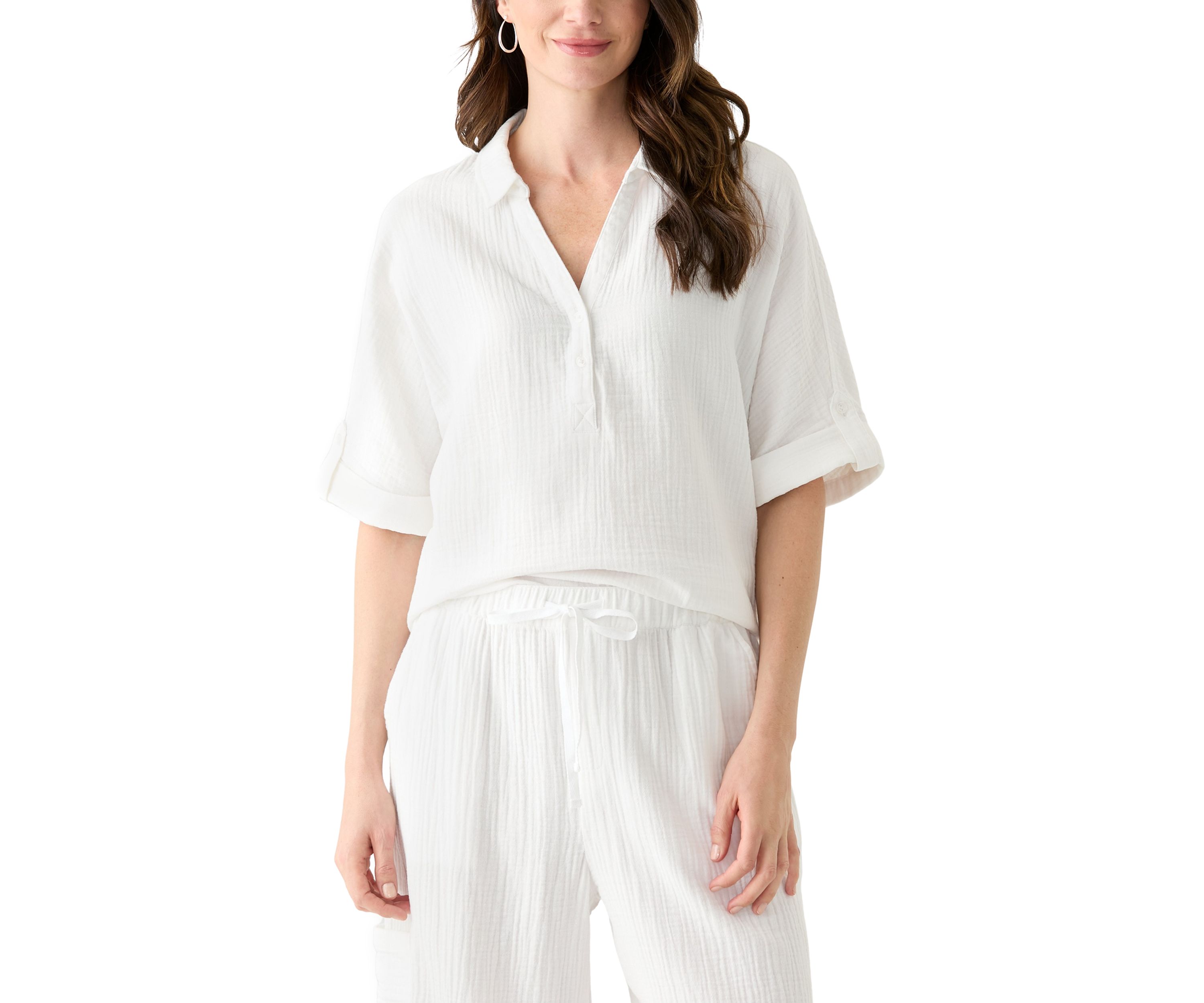 Womens Callista Crinkle Gauze Top