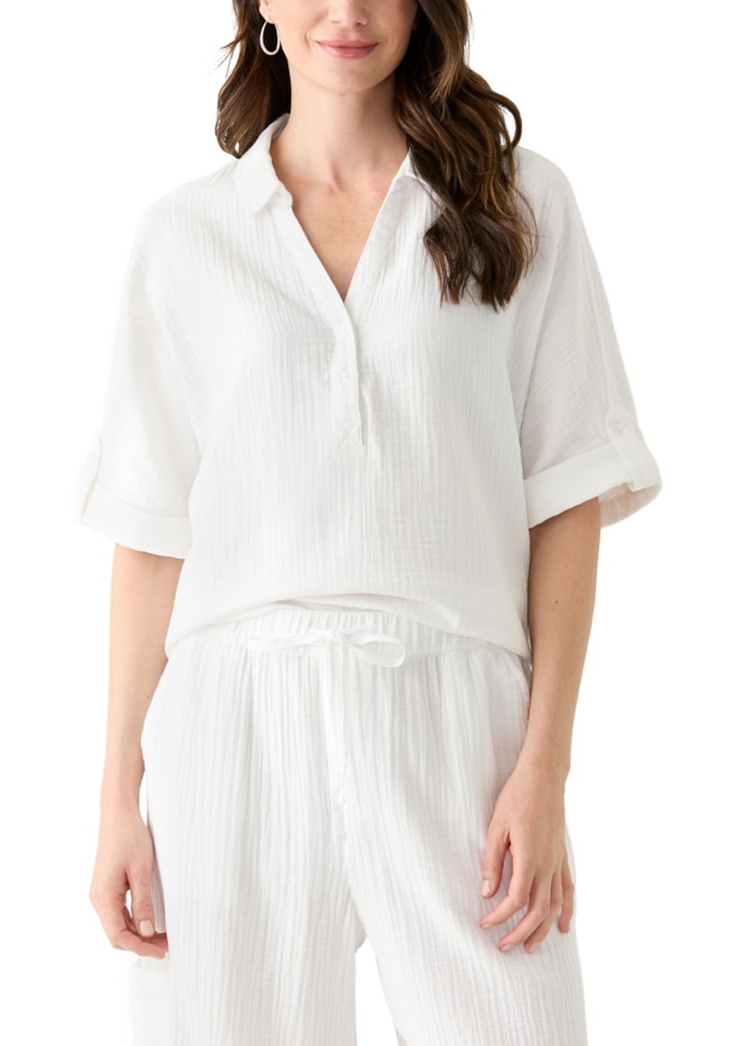 Womens Callista Crinkle Gauze Top