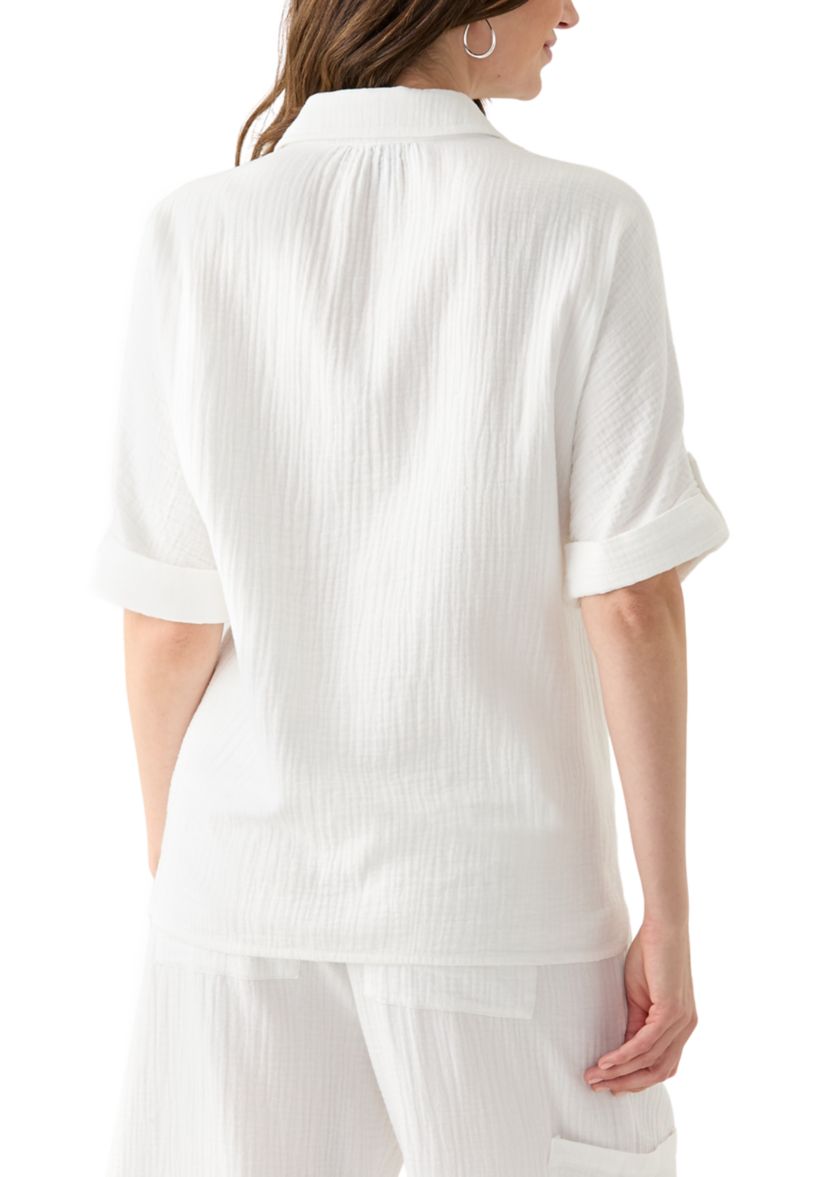 Womens Callista Crinkle Gauze Top