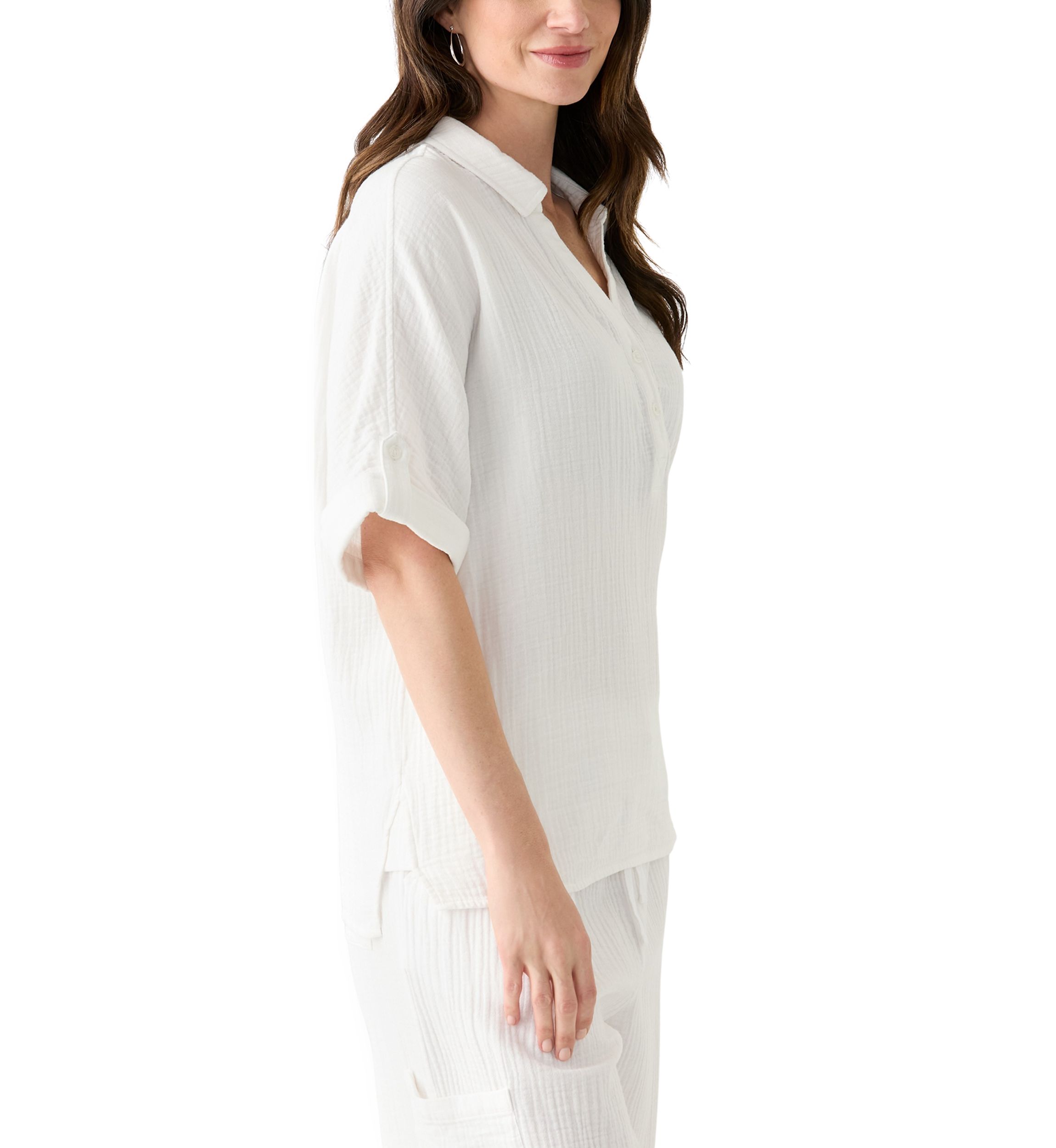 Womens Callista Crinkle Gauze Top