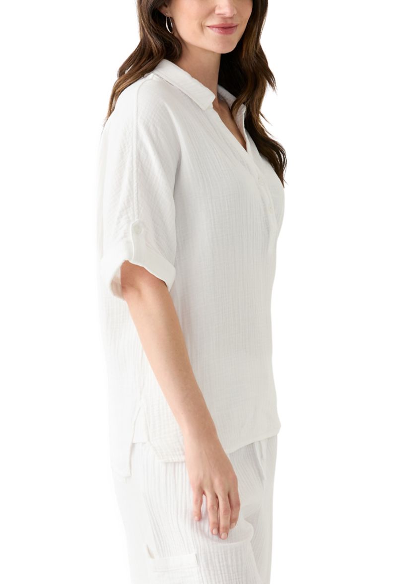 Womens Callista Crinkle Gauze Top