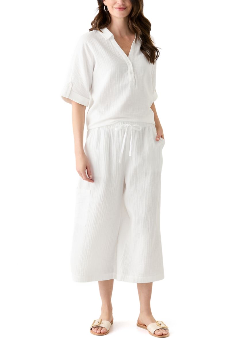 Womens Callista Crinkle Gauze Top