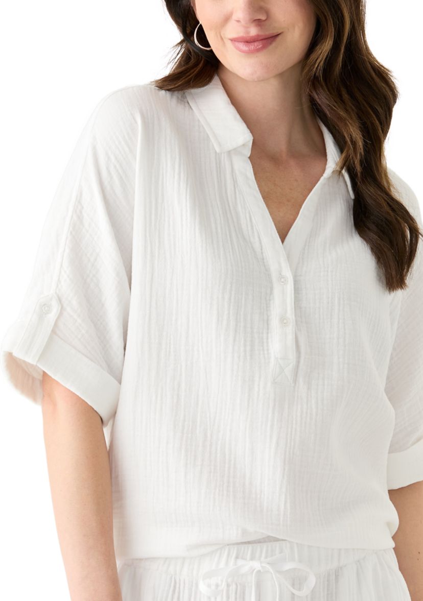 Womens Callista Crinkle Gauze Top