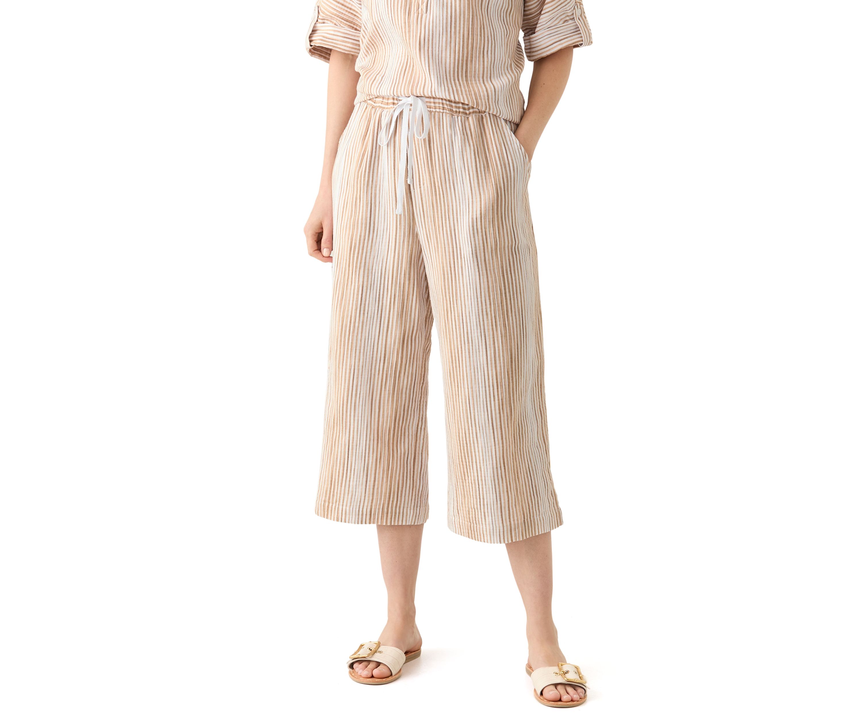 Womens Delia Crinkle Gauze Capri Pants