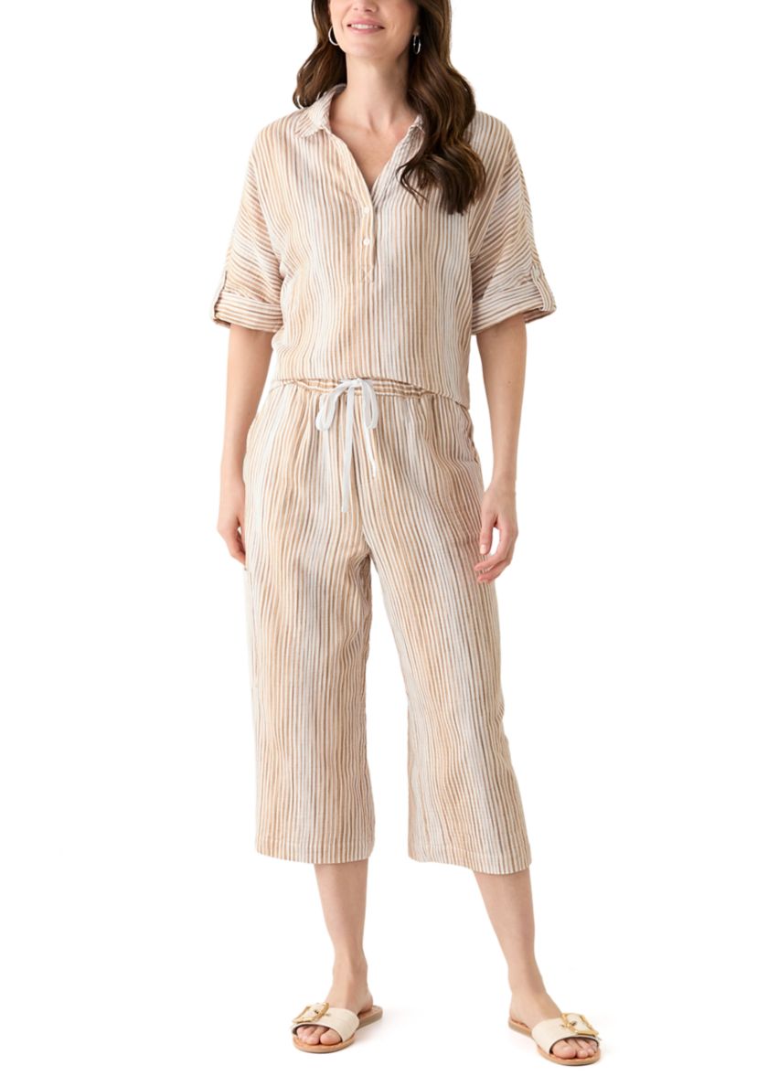 Womens Delia Crinkle Gauze Capri Pants