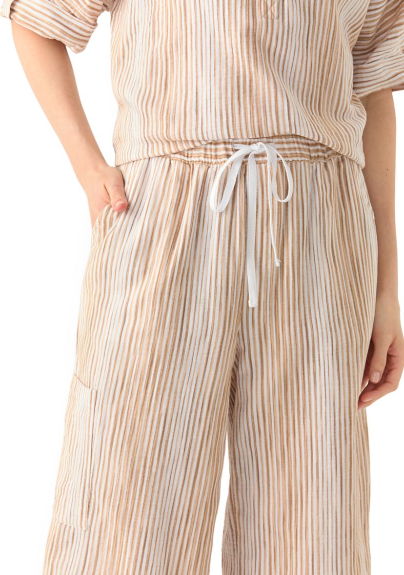 Womens Delia Crinkle Gauze Capri Pants