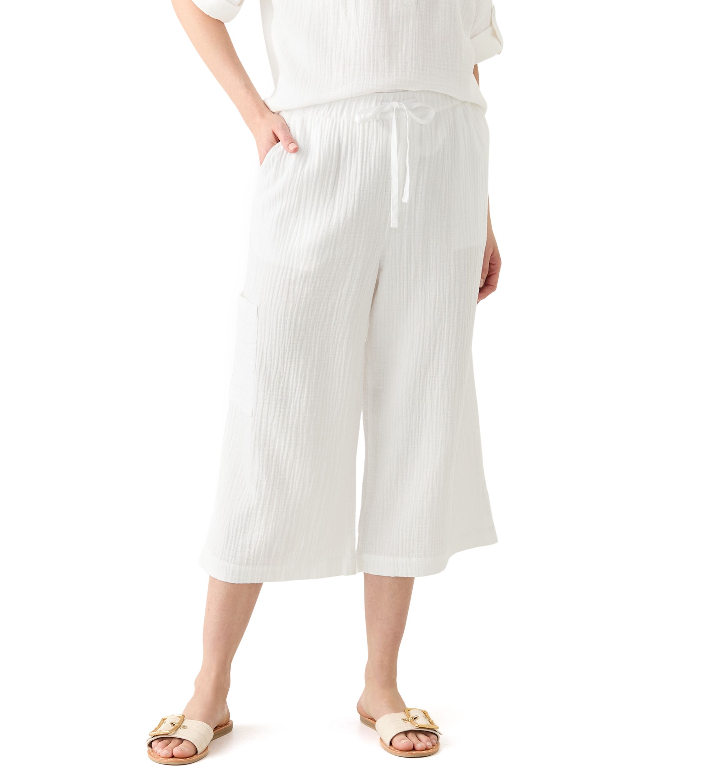 Womens Delia Crinkle Gauze Capri Pants