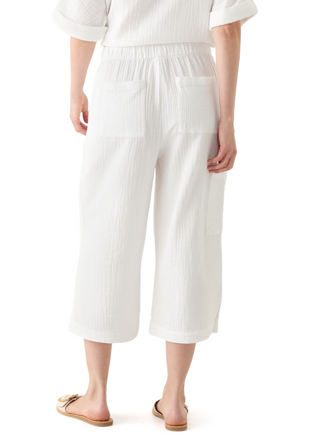 Womens Delia Crinkle Gauze Capri Pants