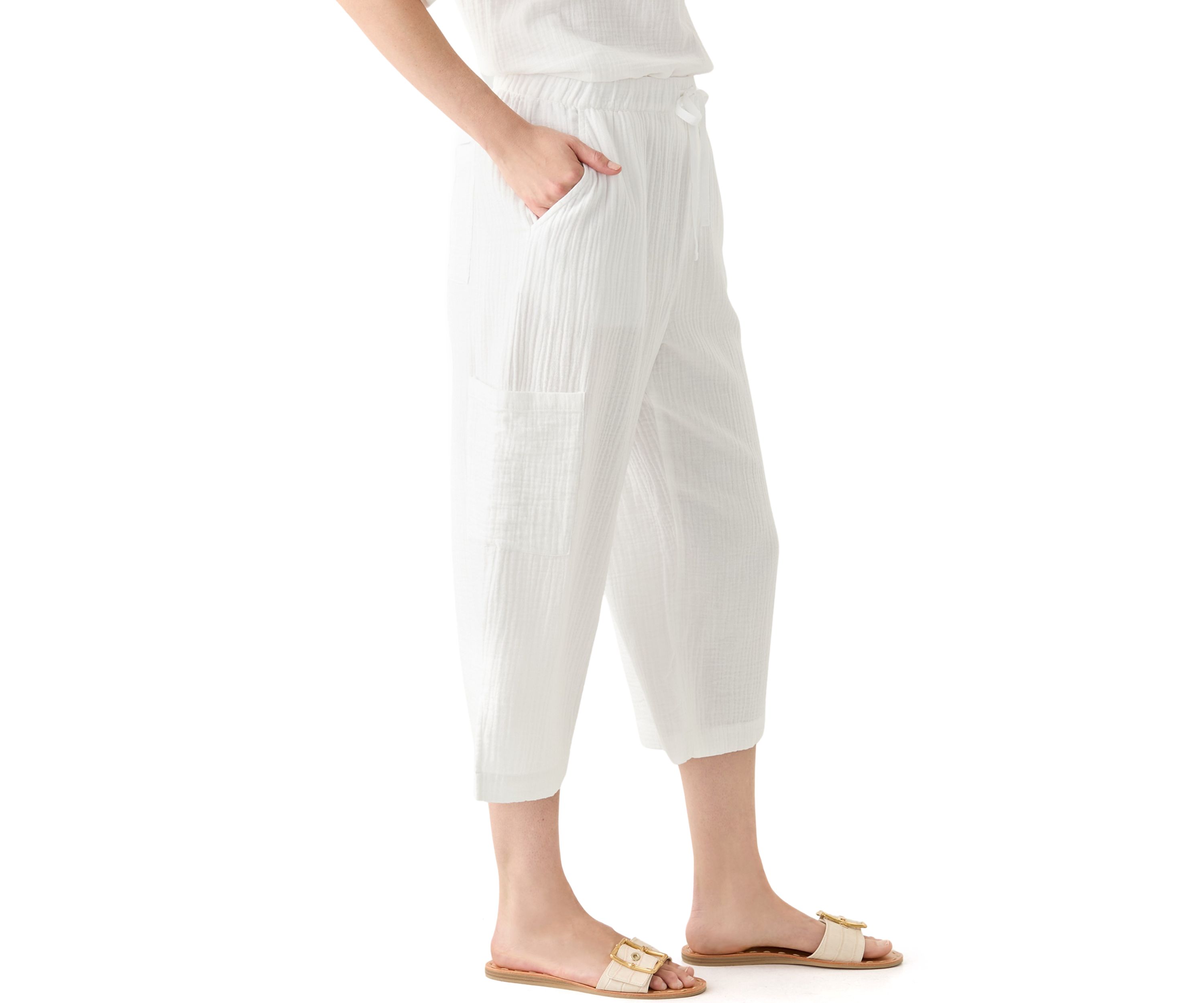 Womens Delia Crinkle Gauze Capri Pants