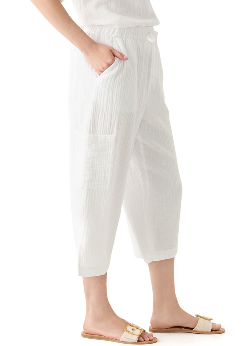 Womens Delia Crinkle Gauze Capri Pants