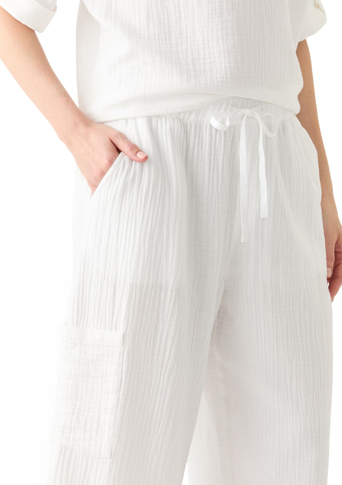 Womens Delia Crinkle Gauze Capri Pants