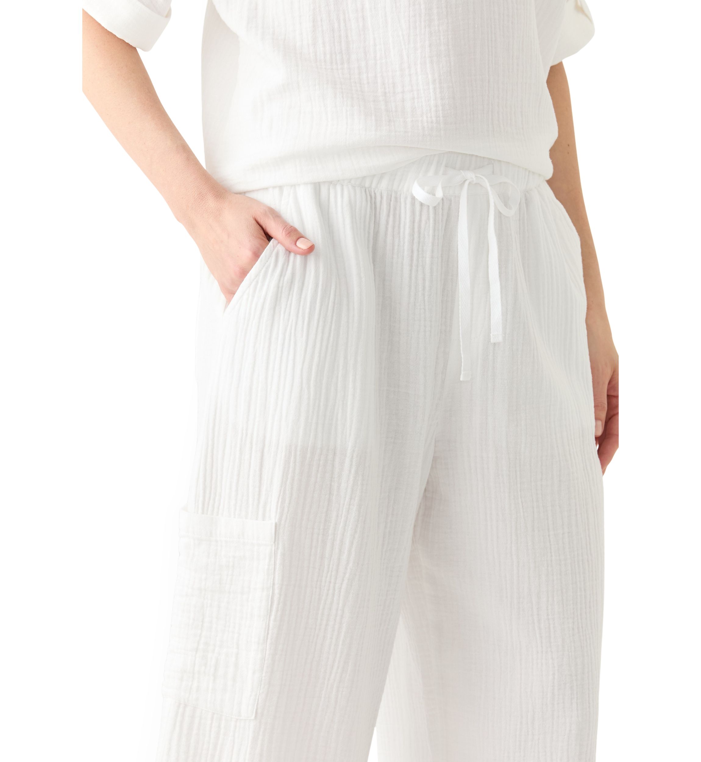 Womens Delia Crinkle Gauze Capri Pants