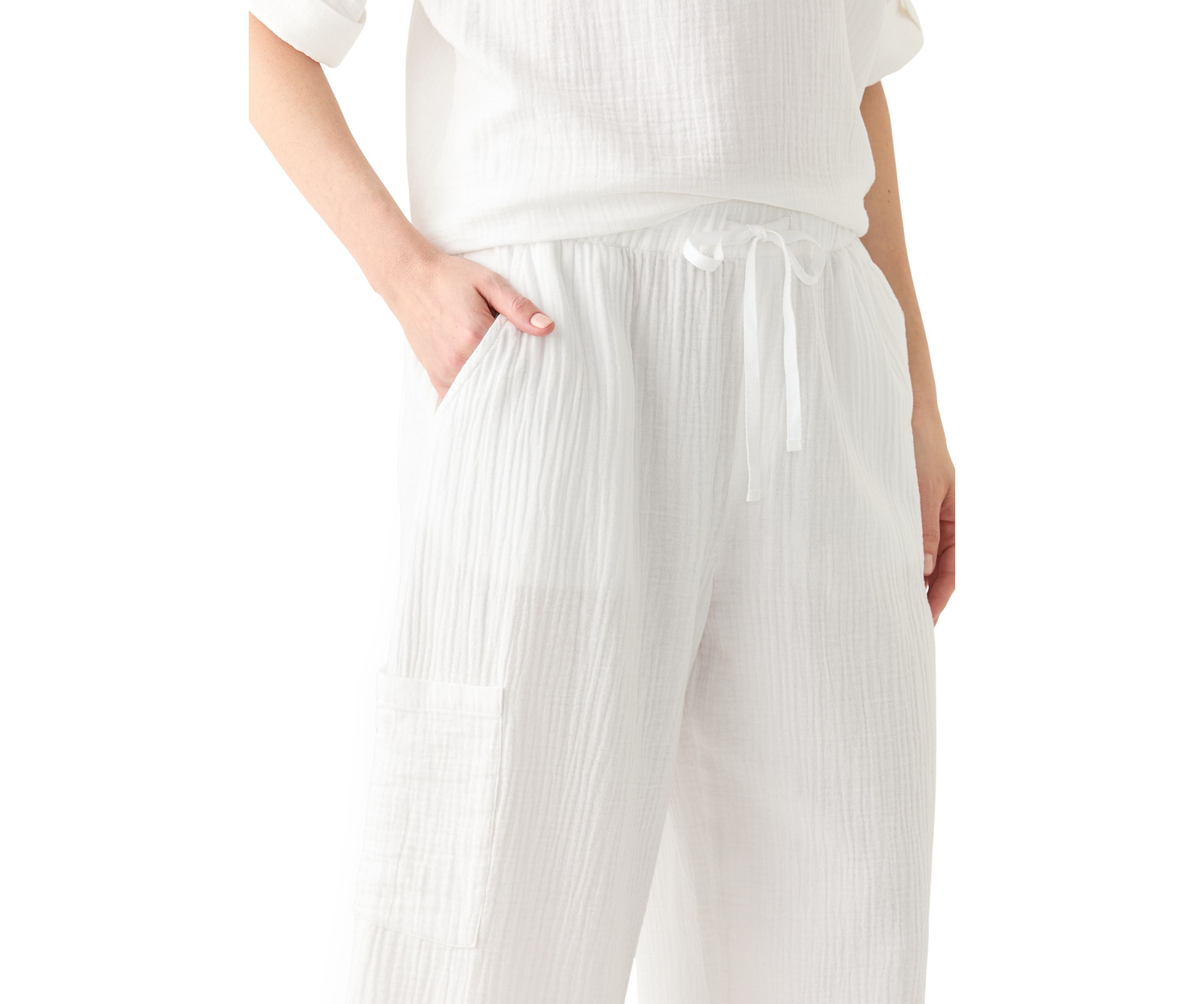 Womens Delia Crinkle Gauze Capri Pants