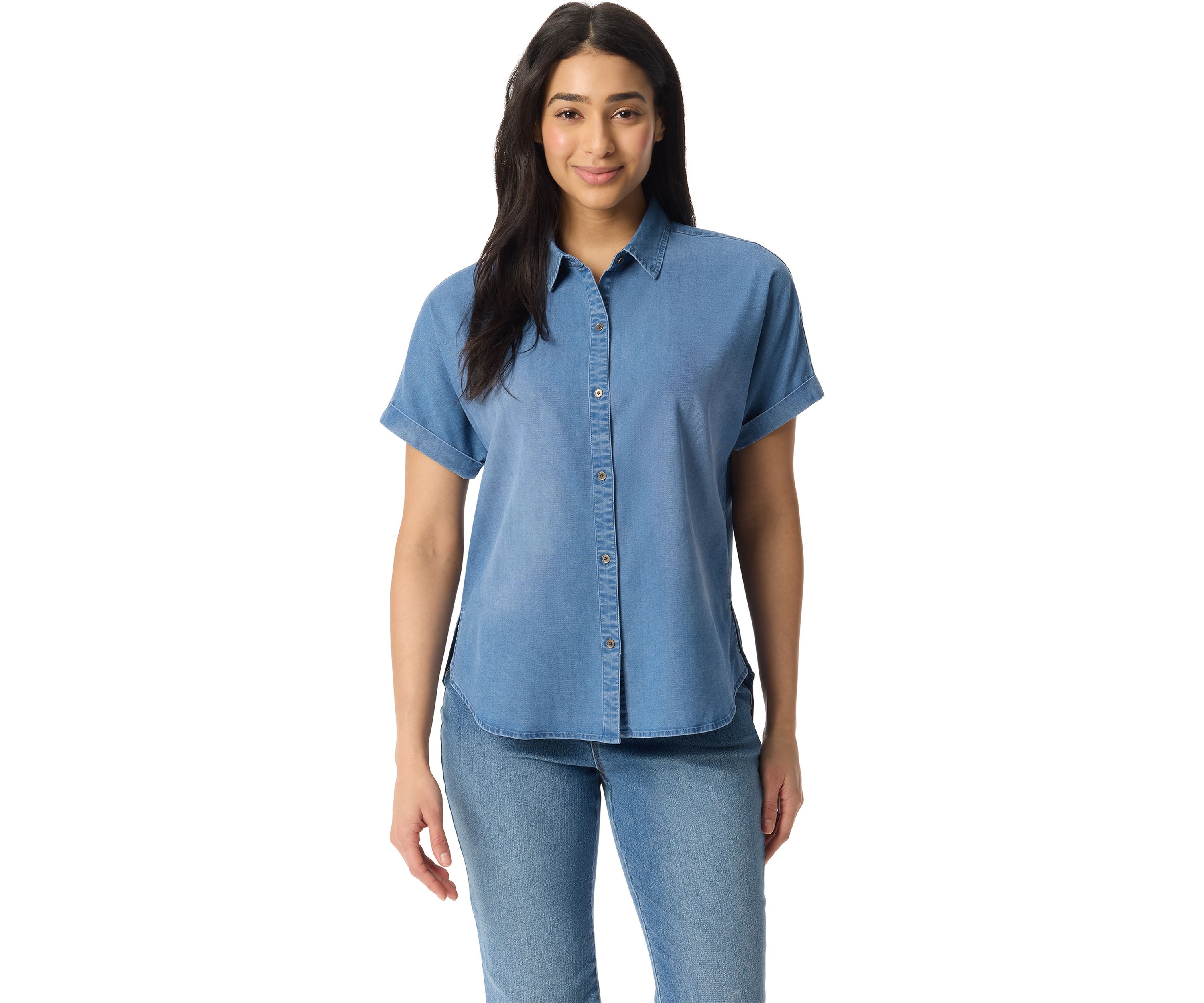 Womens Daisy Woven Button Down Shirt 