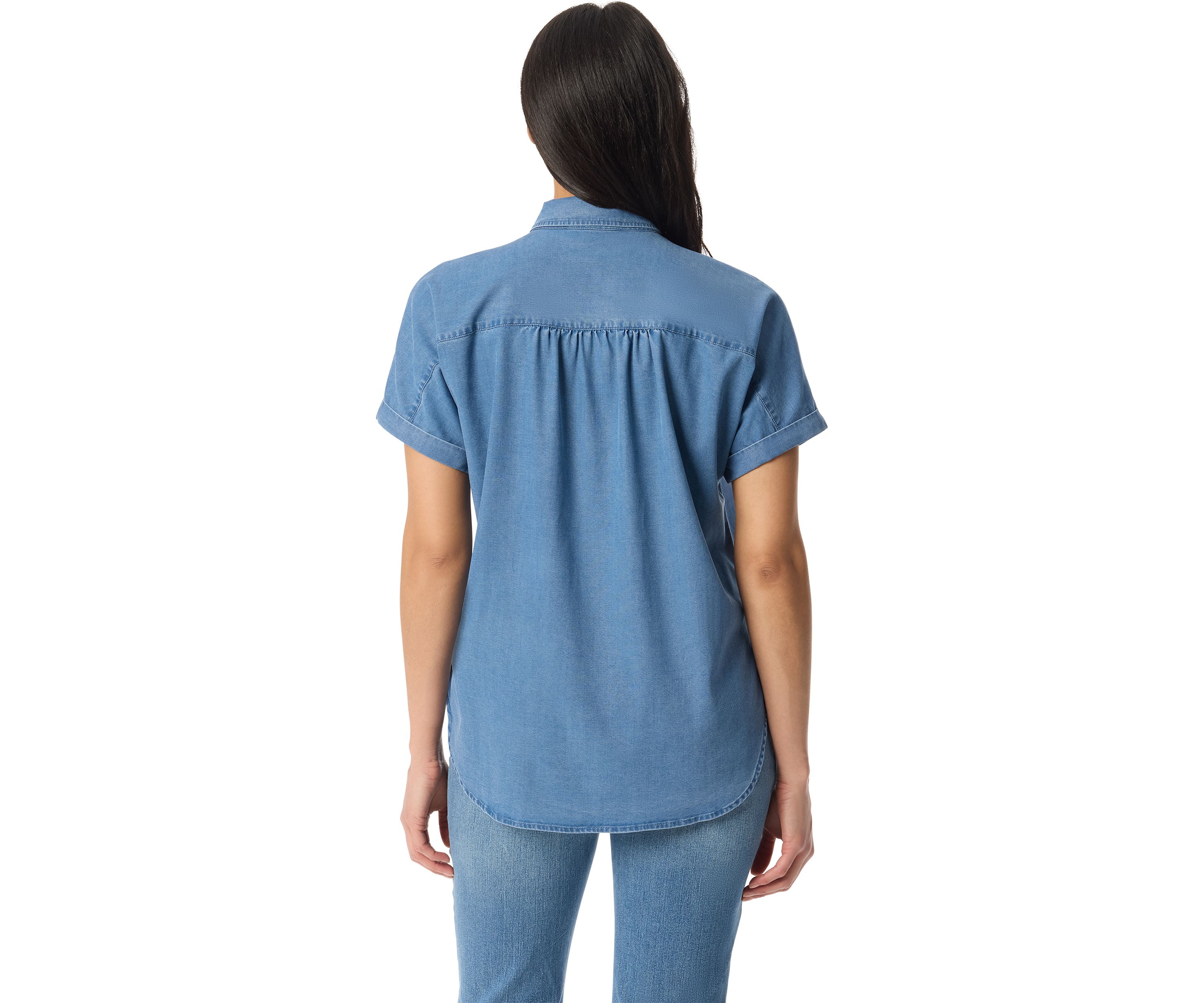 Womens Daisy Woven Button Down Shirt 
