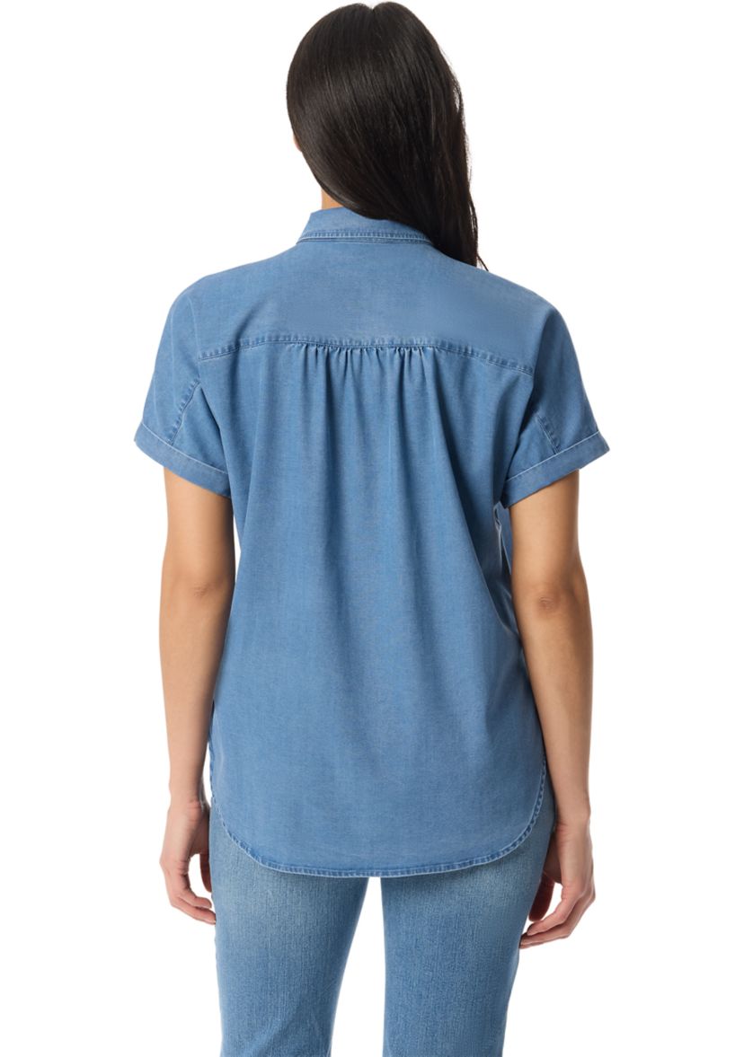 Womens Daisy Woven Button Down Shirt 